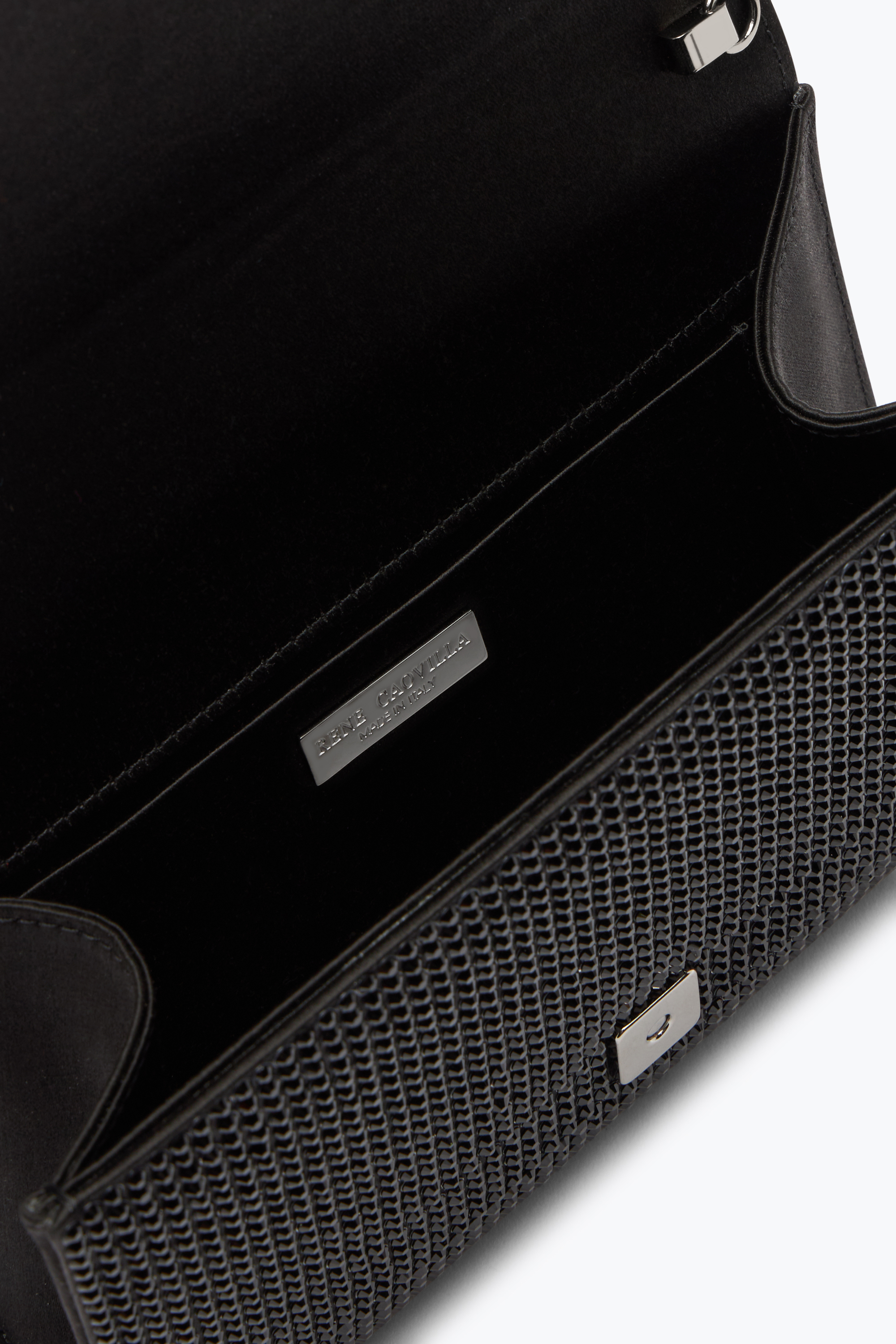 René Caovilla Aida Black Clutch With All-over Crystals