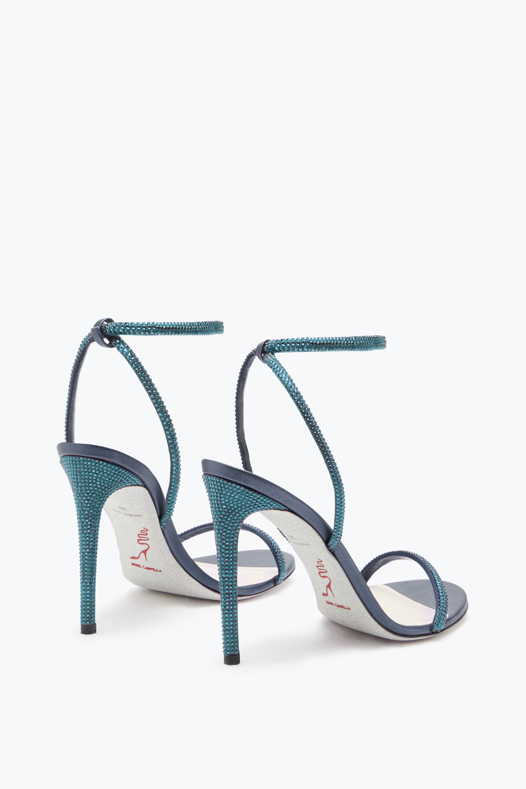 René Caovilla Ellabrita Crystal Blue Sandal 105