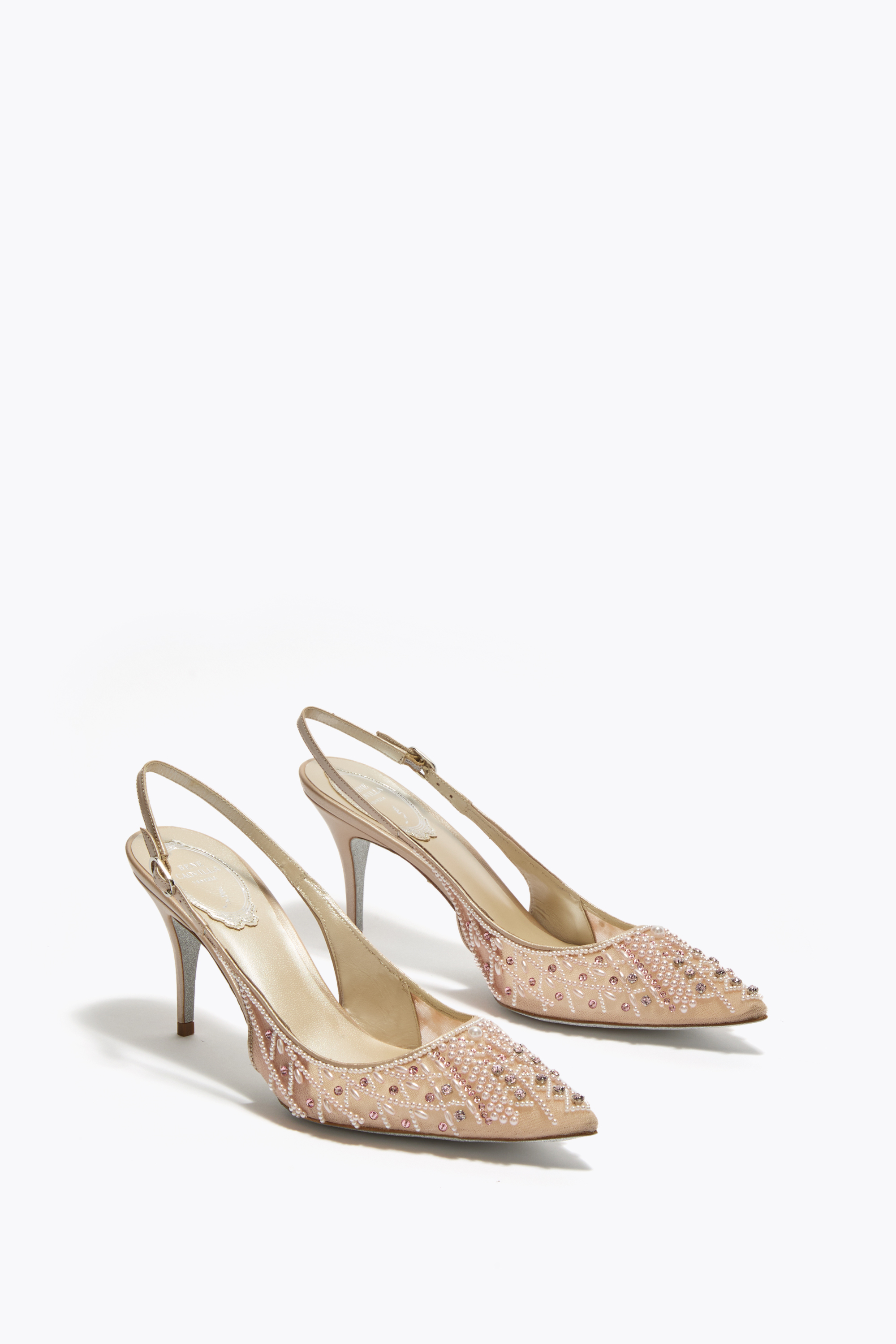 René Caovilla Lovely Powder Pink Slingback 80 In Pink
