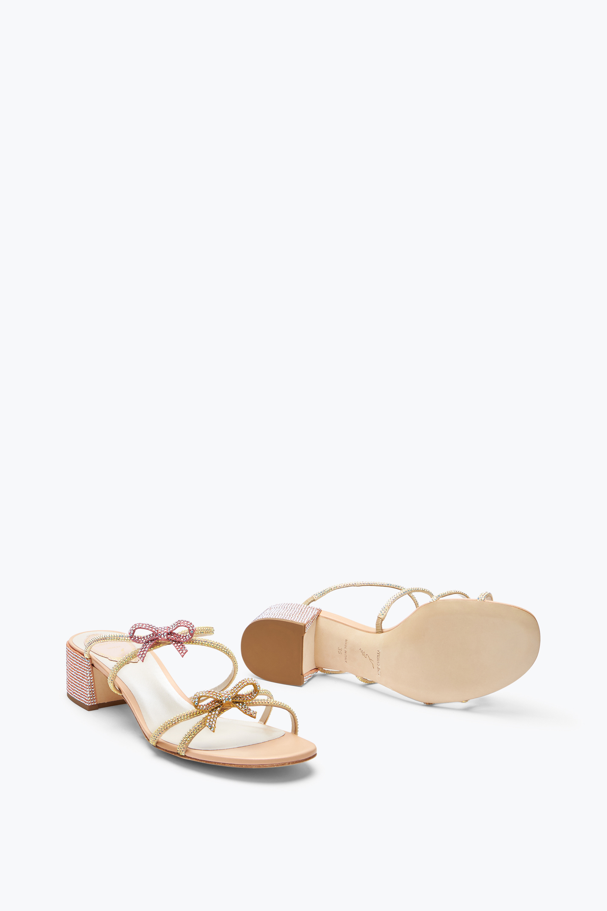 René Caovilla Caterina Peach Slider Sandal With Crystals 40