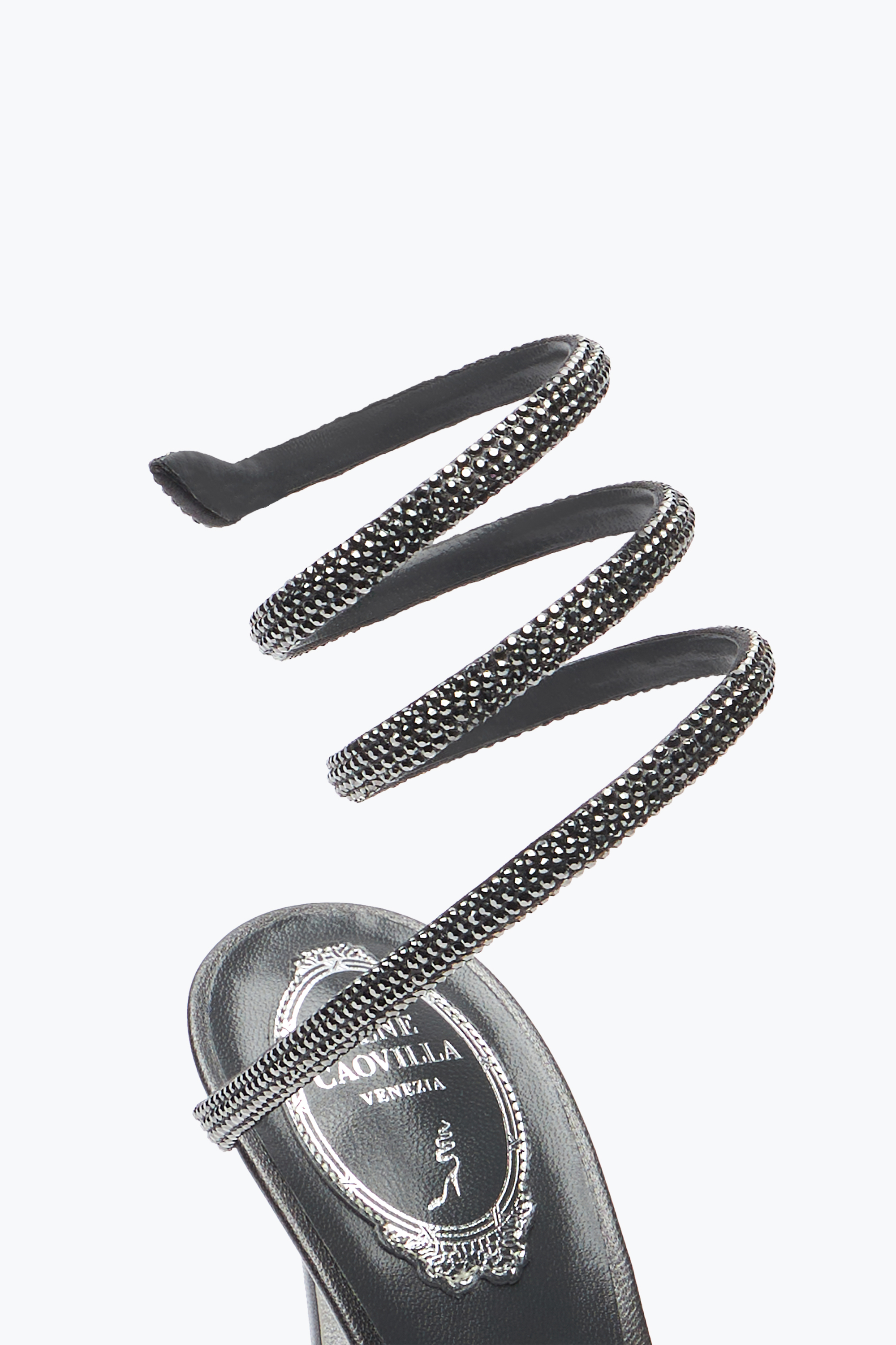 René Caovilla Cleo Anthracite Sandal With Crystals 105