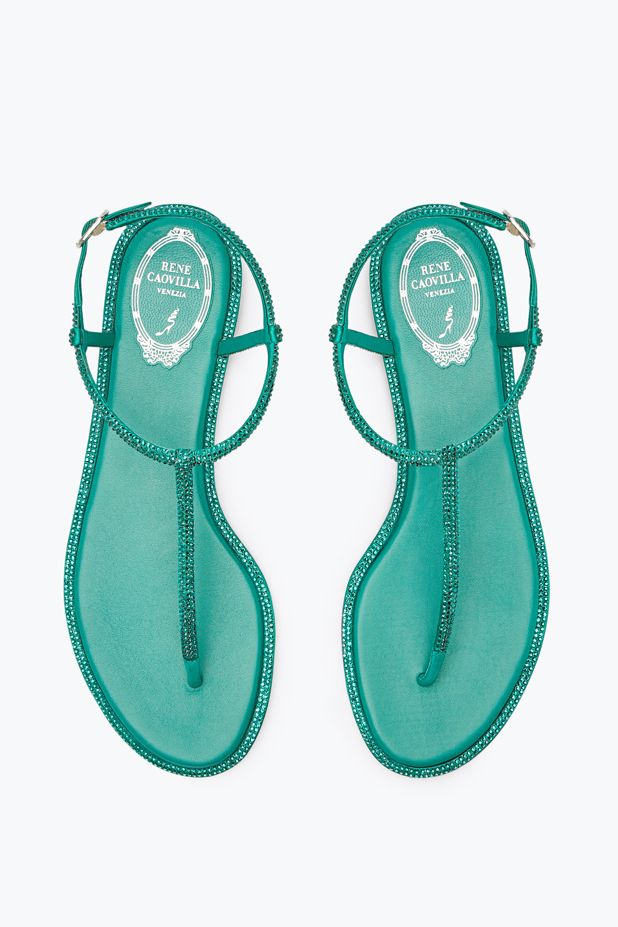 René Caovilla Diana Crystal Green Sandal 10