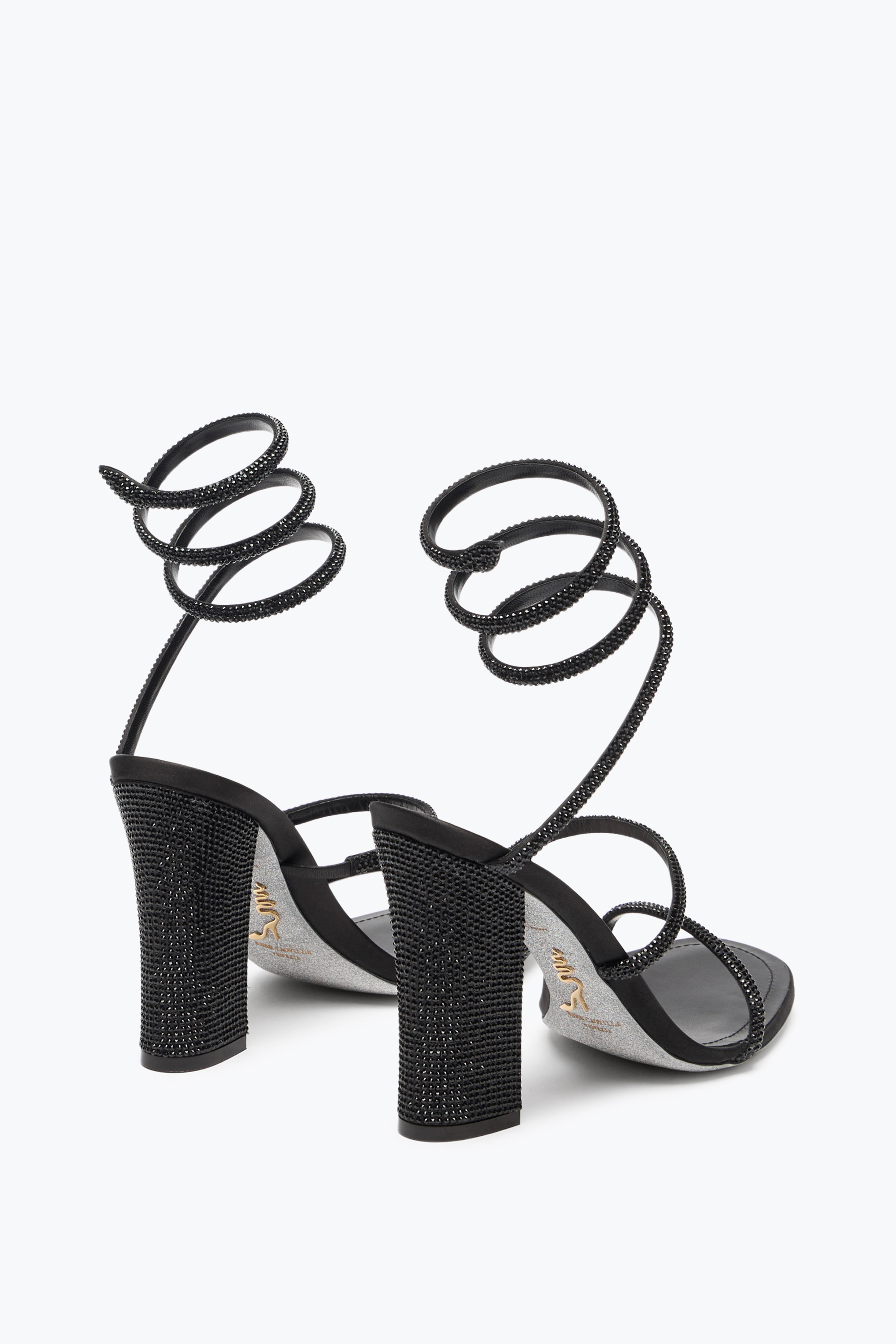 René Caovilla Cleo Total Black Sandal With Soul Heel 105