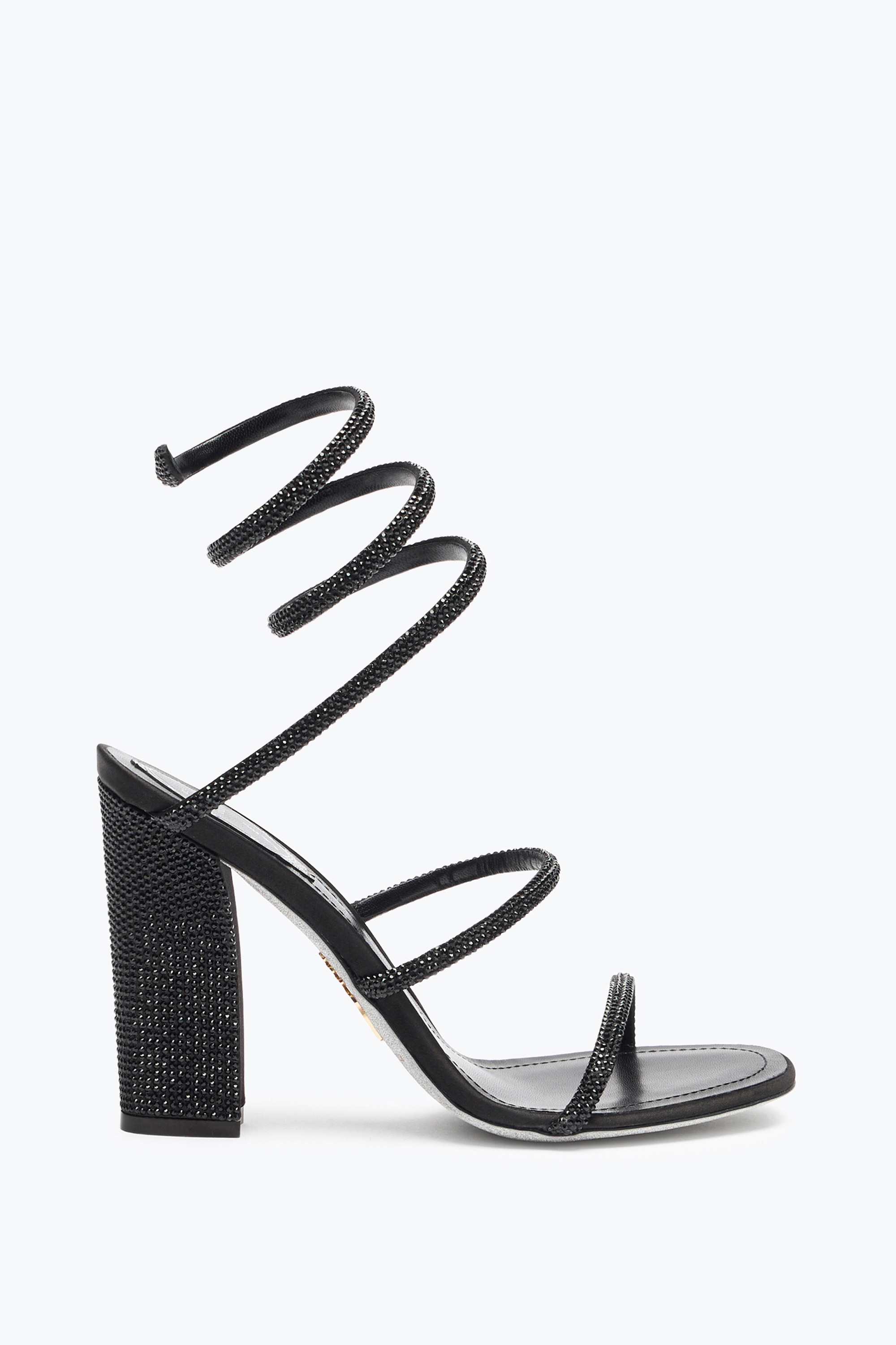 René Caovilla Cleo Total Black Sandal With Soul Heel 105