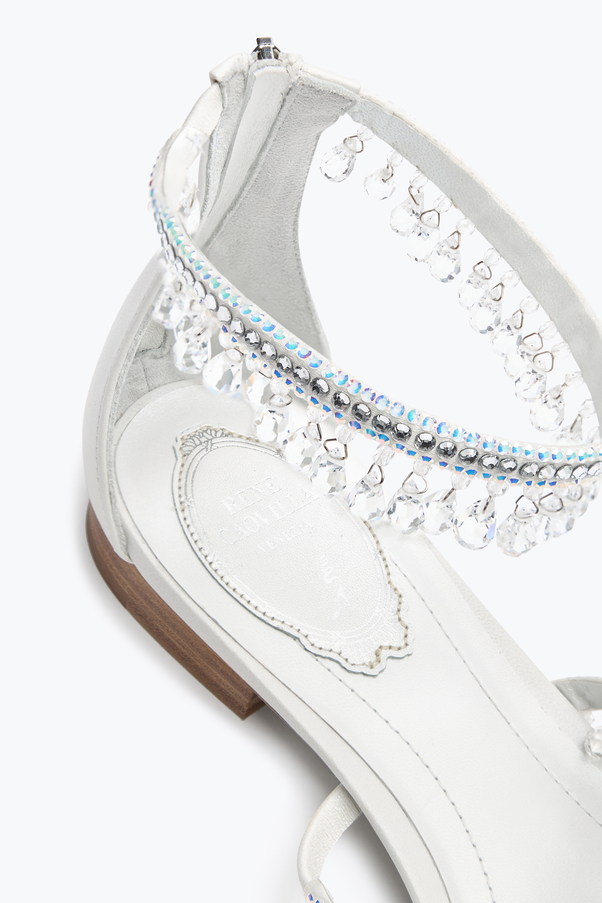 René Caovilla Chandelier Ivory Flat Sandal 10