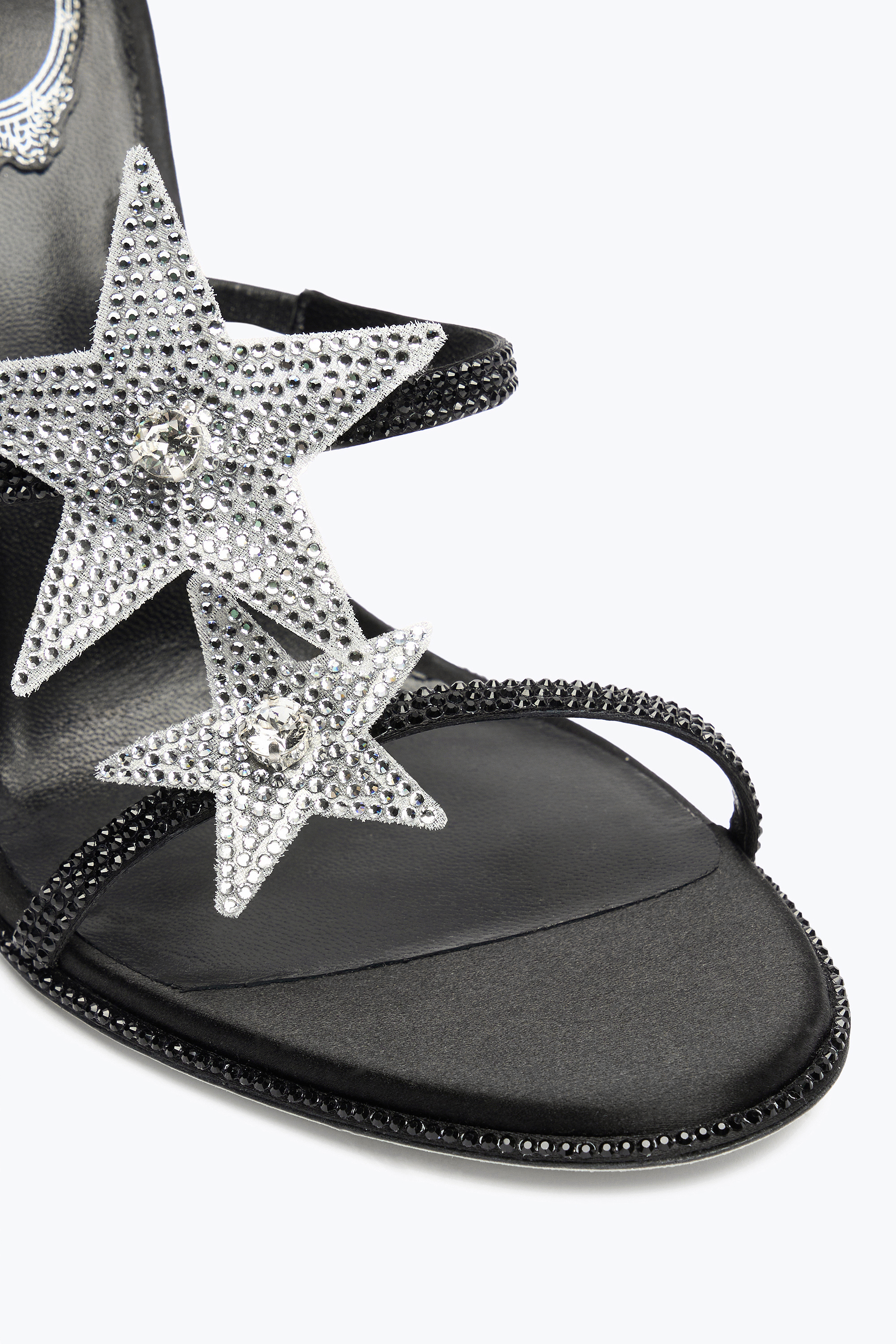 René Caovilla Cleo Star Black & Silver Sandal 105