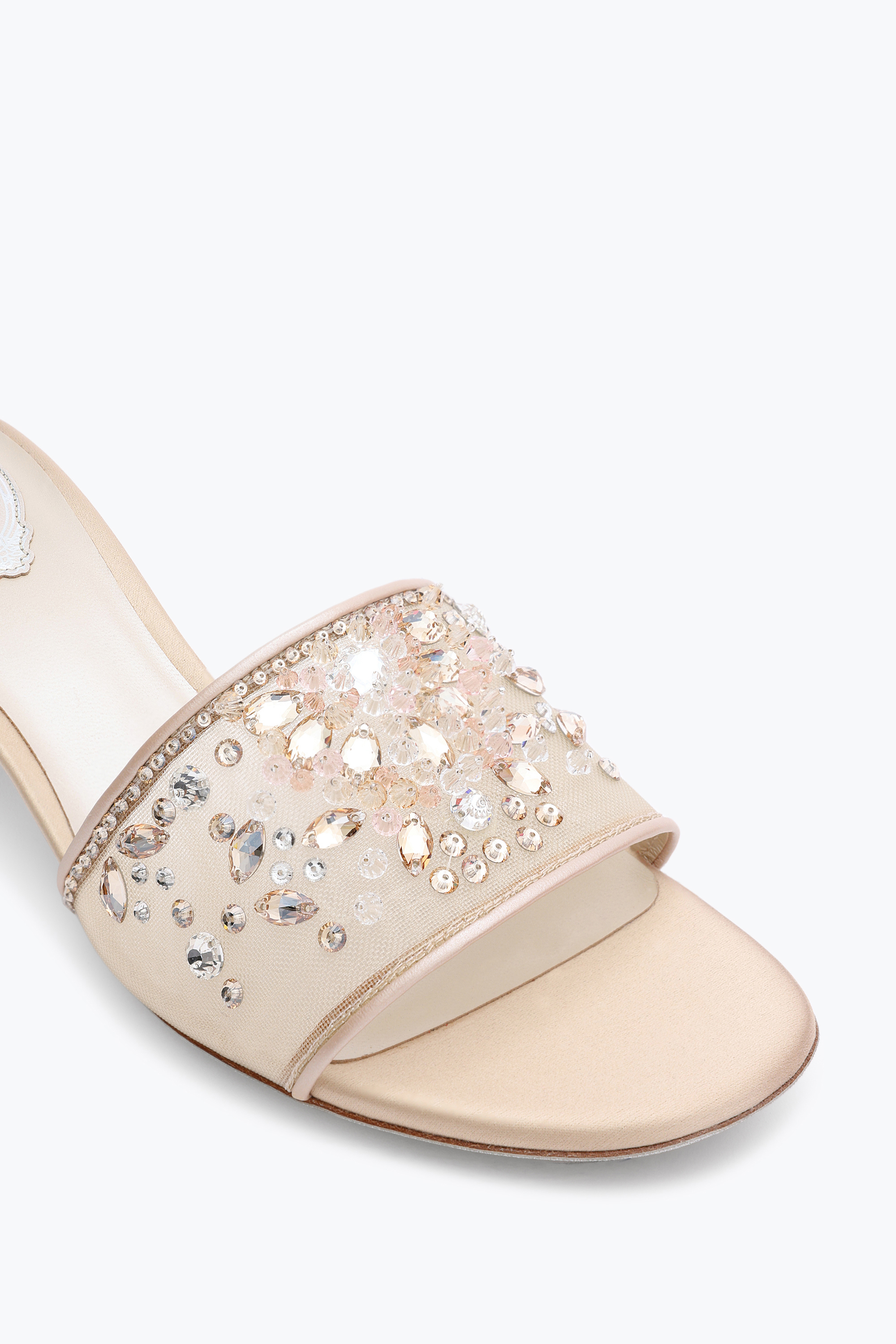 René Caovilla Cinderella Nude Slider Sandal 40