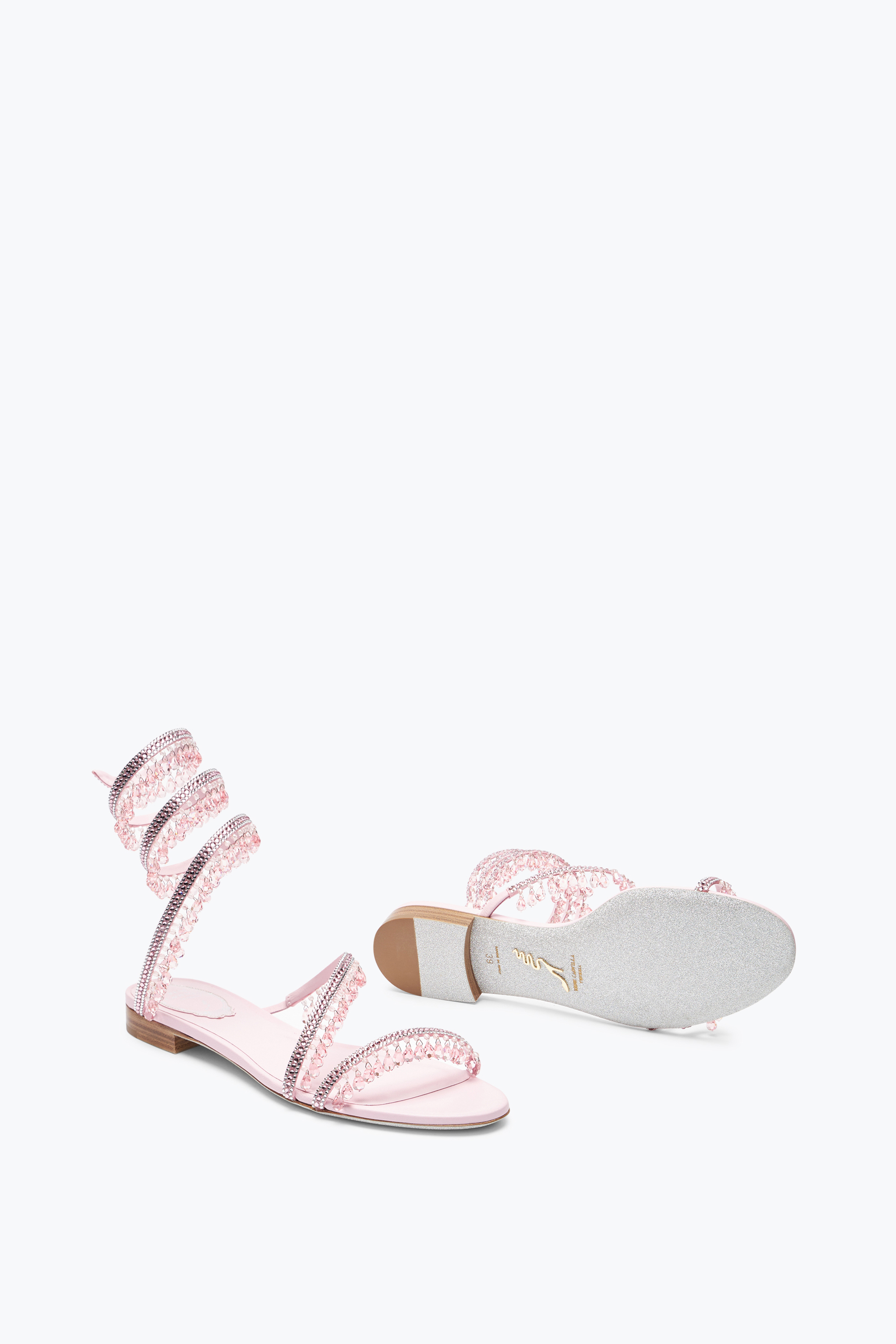 René Caovilla Chandelier Barbie Pink Flat Sandal 10