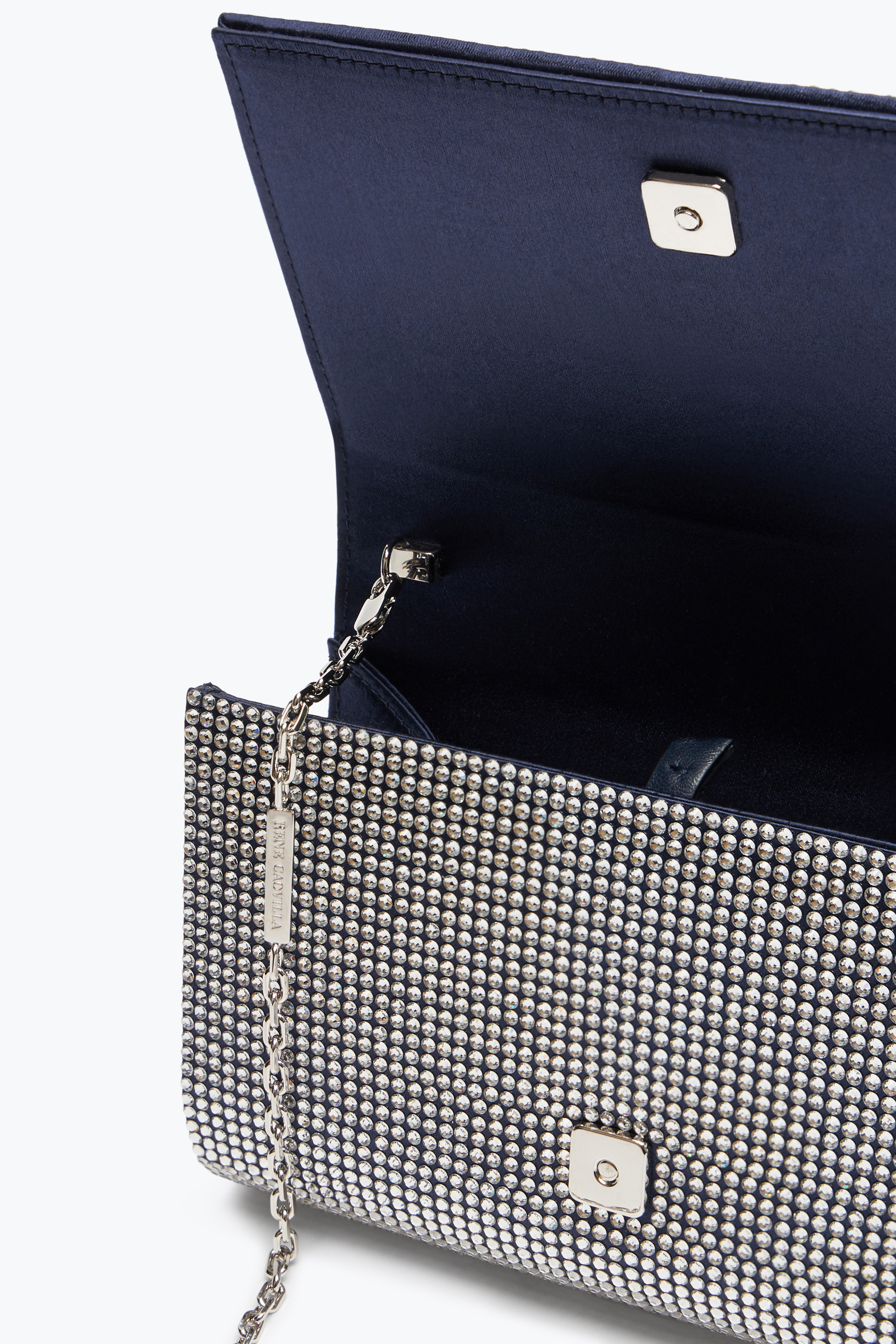 René Caovilla Aida Blue Clutch With All-over Crystals