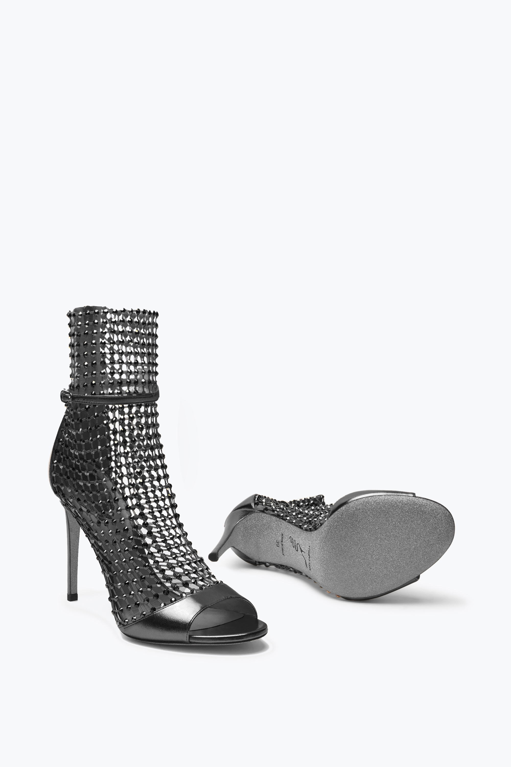 René Caovilla Galaxia Metallic Anthracite Sandal 105