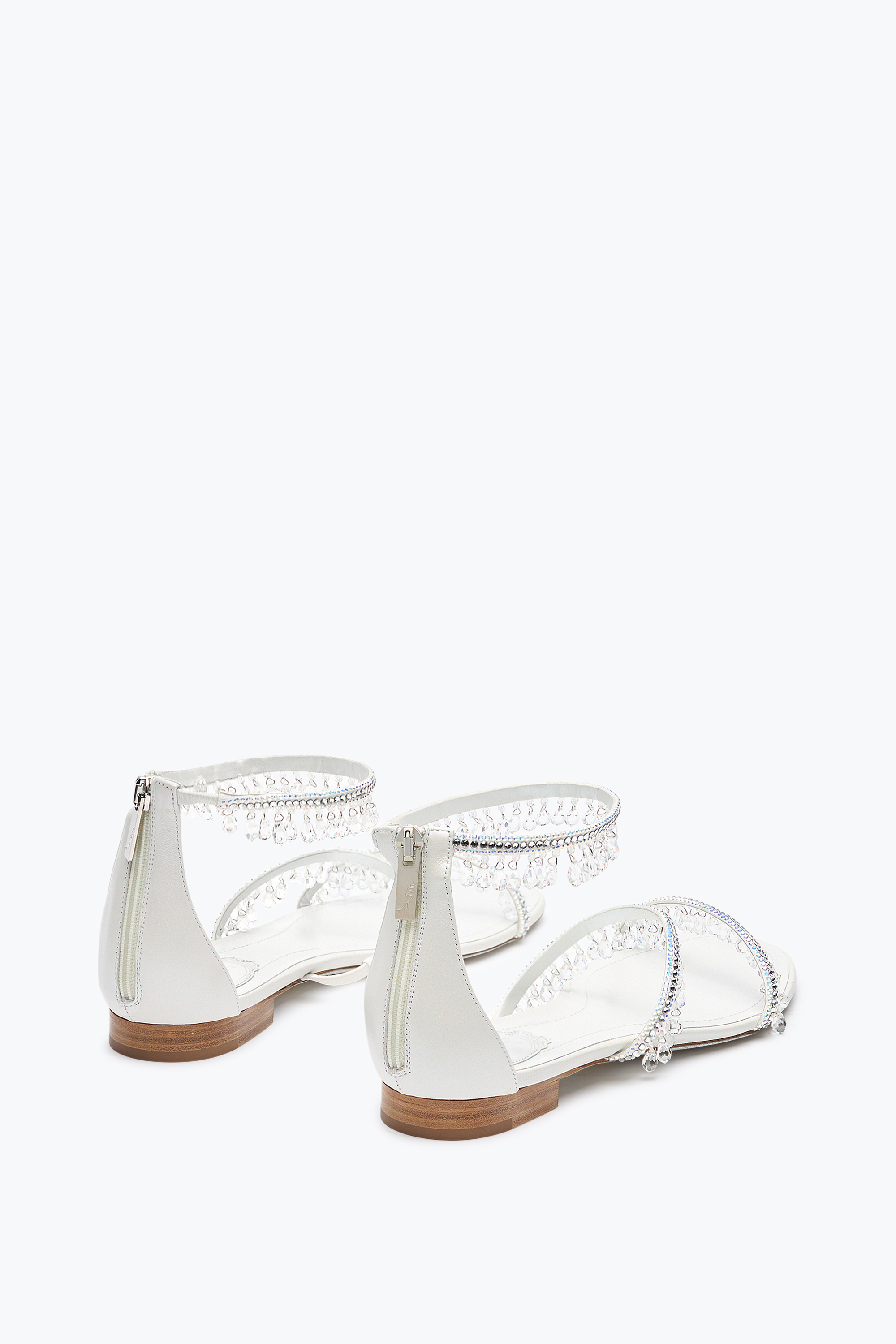 René Caovilla Chandelier Ivory Flat Sandal 10