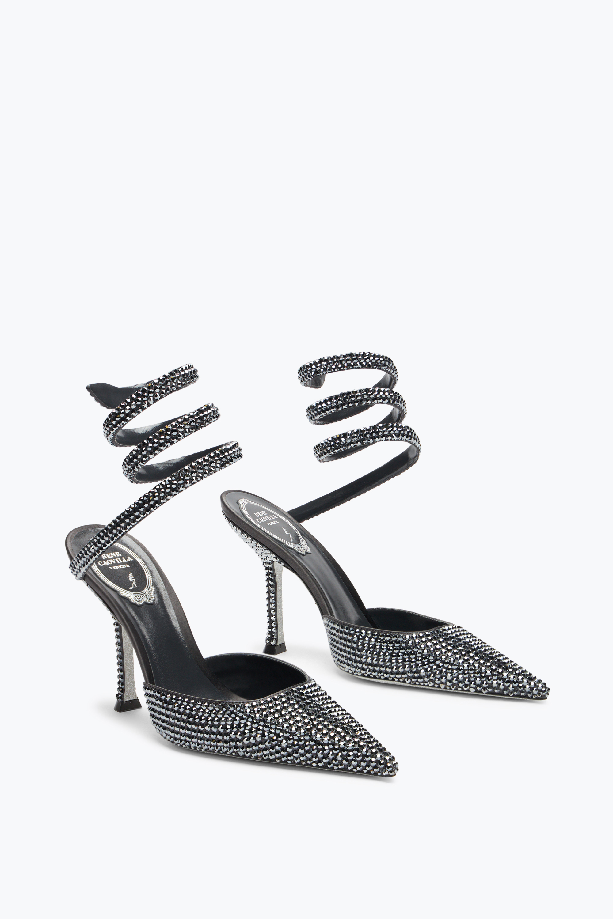 René Caovilla Cleo Anthracite Pump With Crystals 105