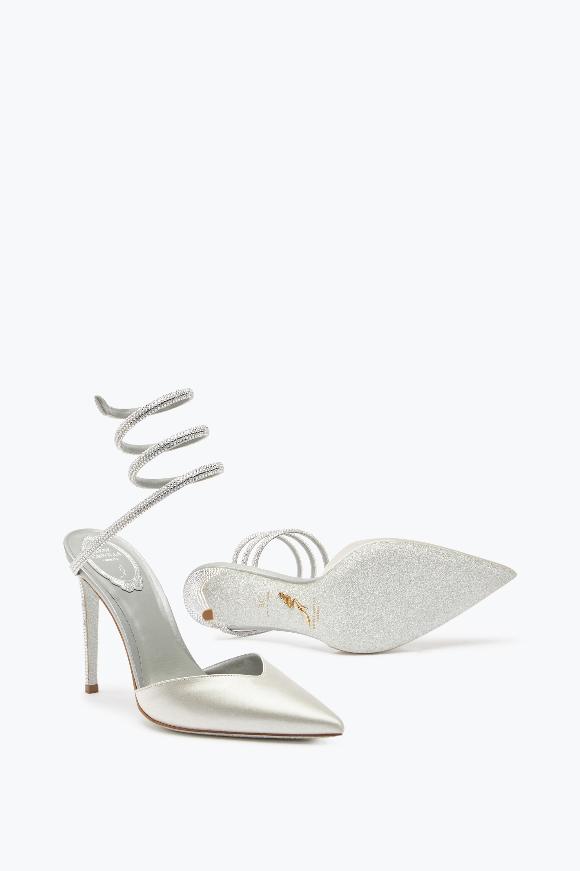 René Caovilla Cleo Crystal Gray Open-back Pump 105