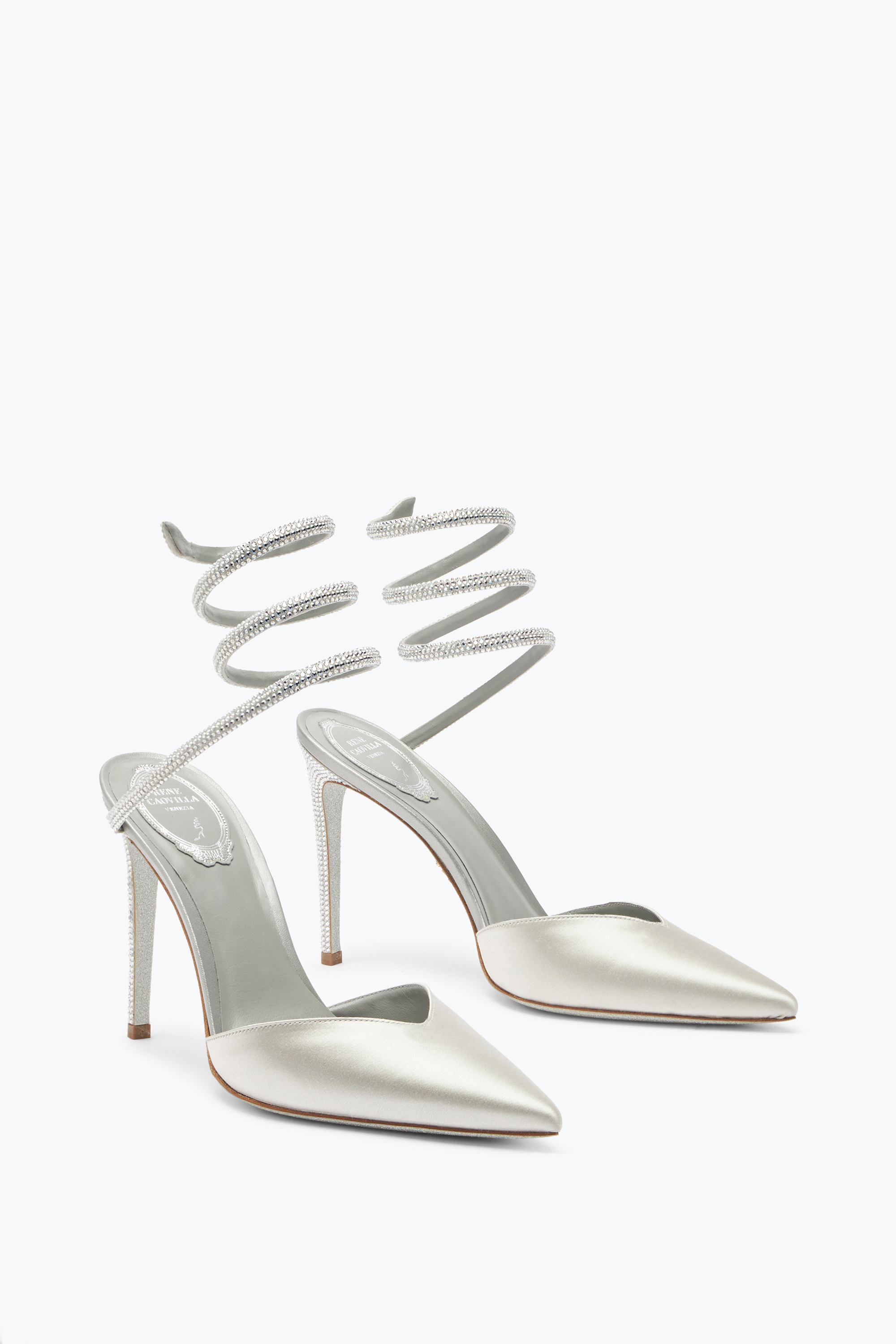 René Caovilla Cleo Crystal Gray Open-back Pump 105