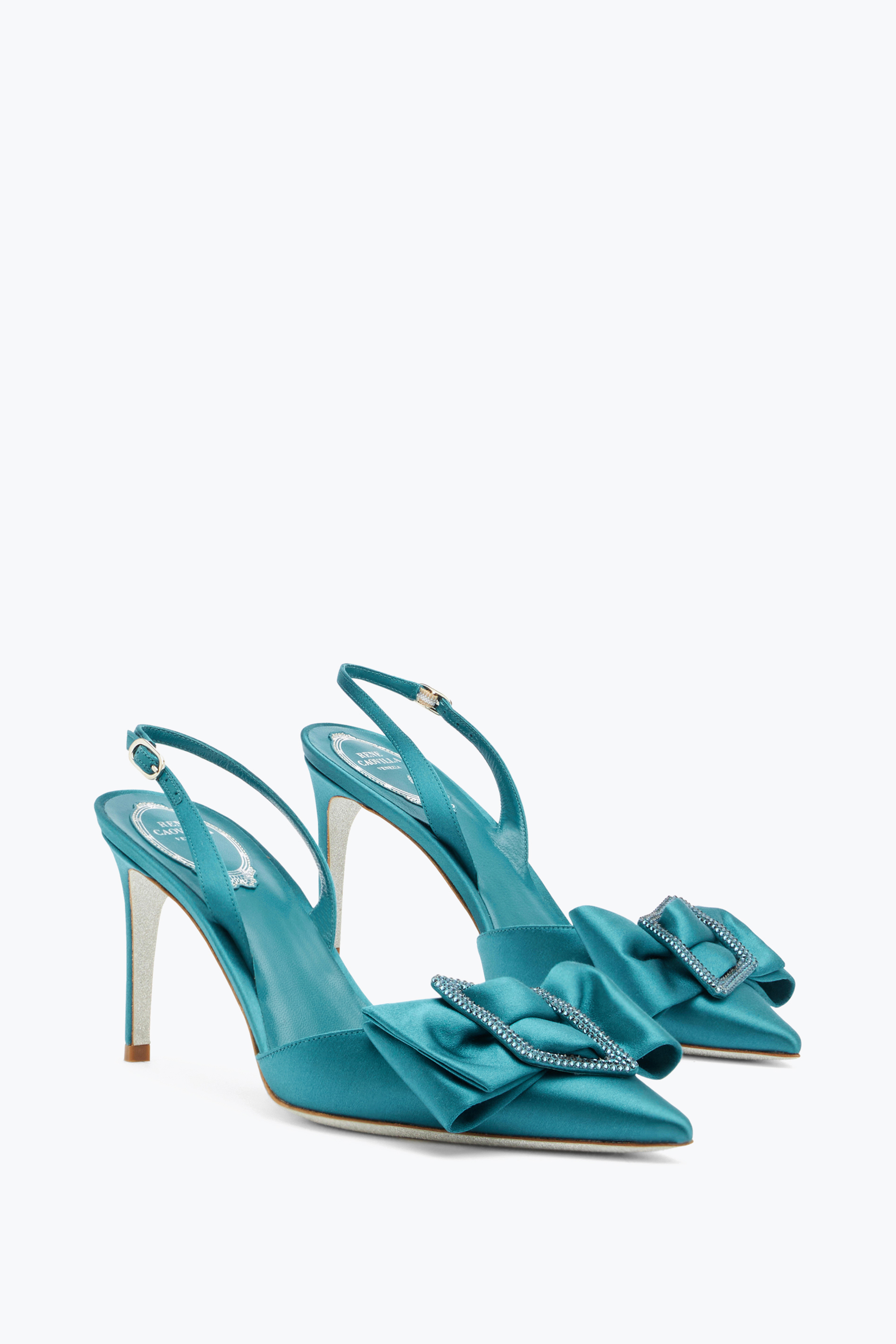 René Caovilla Sara Teal And Rhinestone Slingback 80