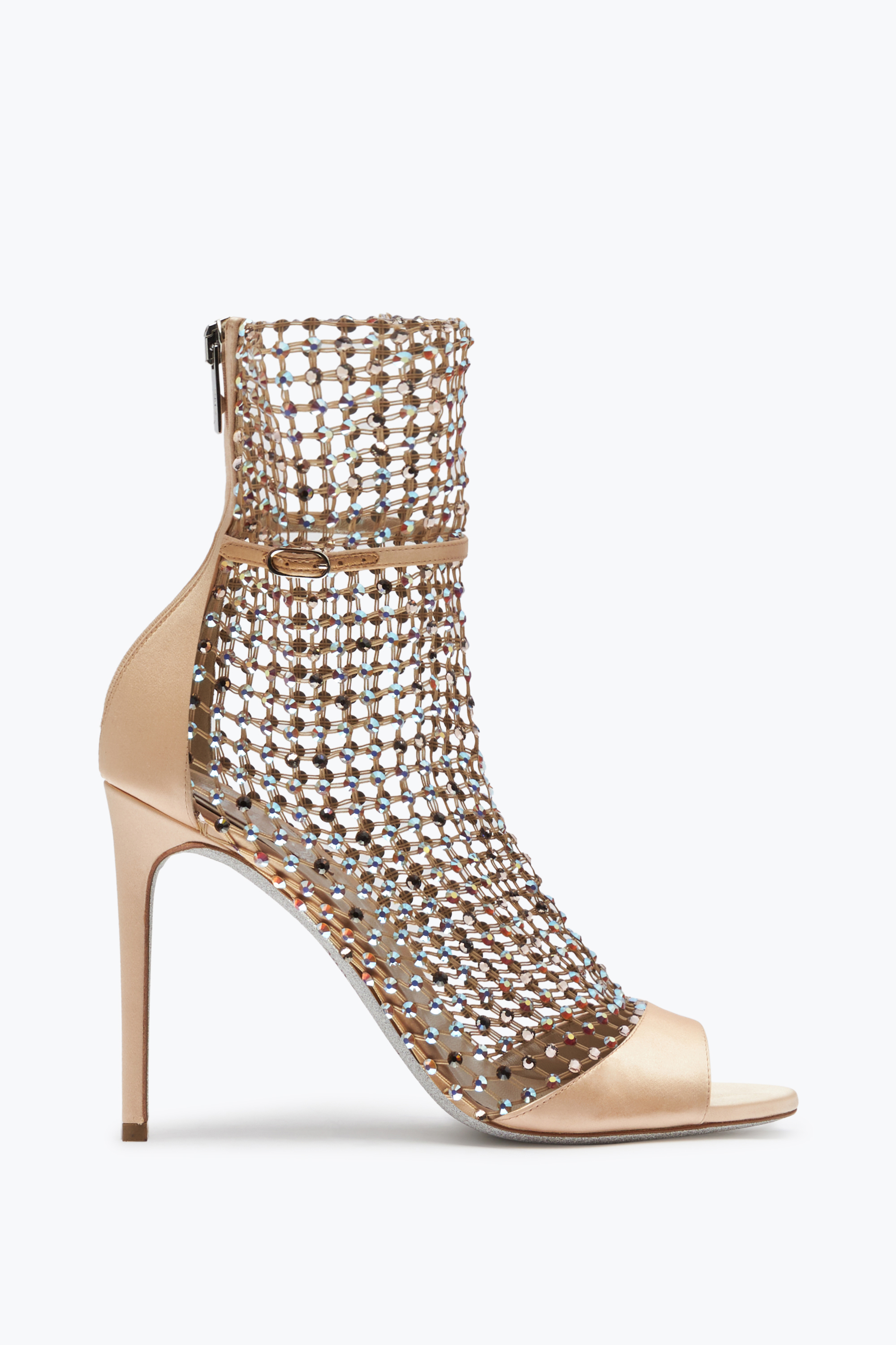 René Caovilla Galaxia 105 Crystal-embellished Ankle Mesh Sandals