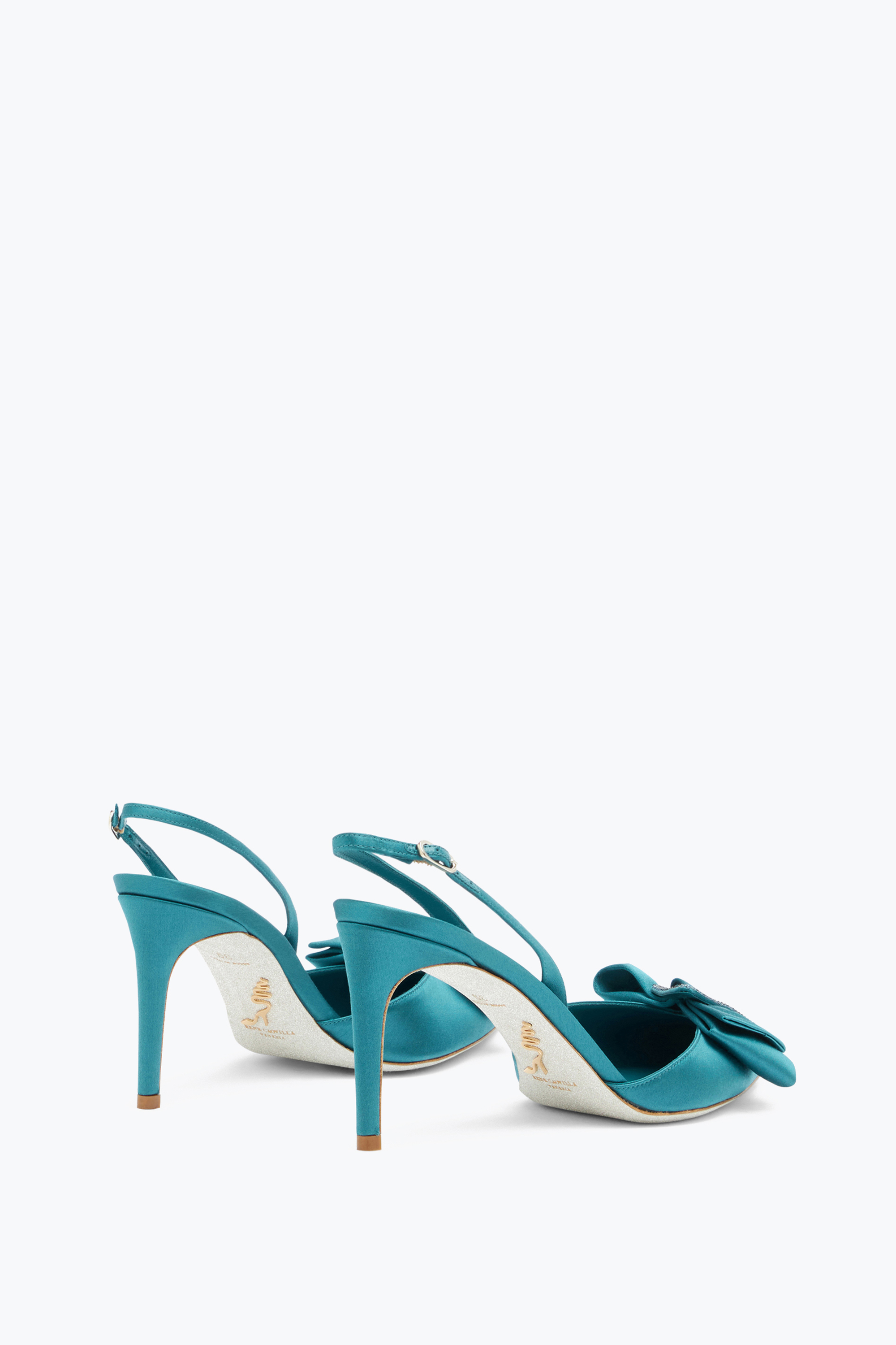 René Caovilla Sara Teal And Rhinestone Slingback 80