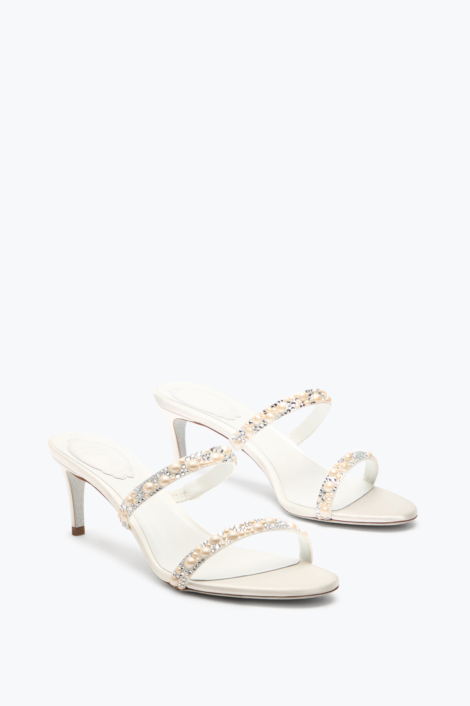 René Caovilla Pearl White Mule 60
