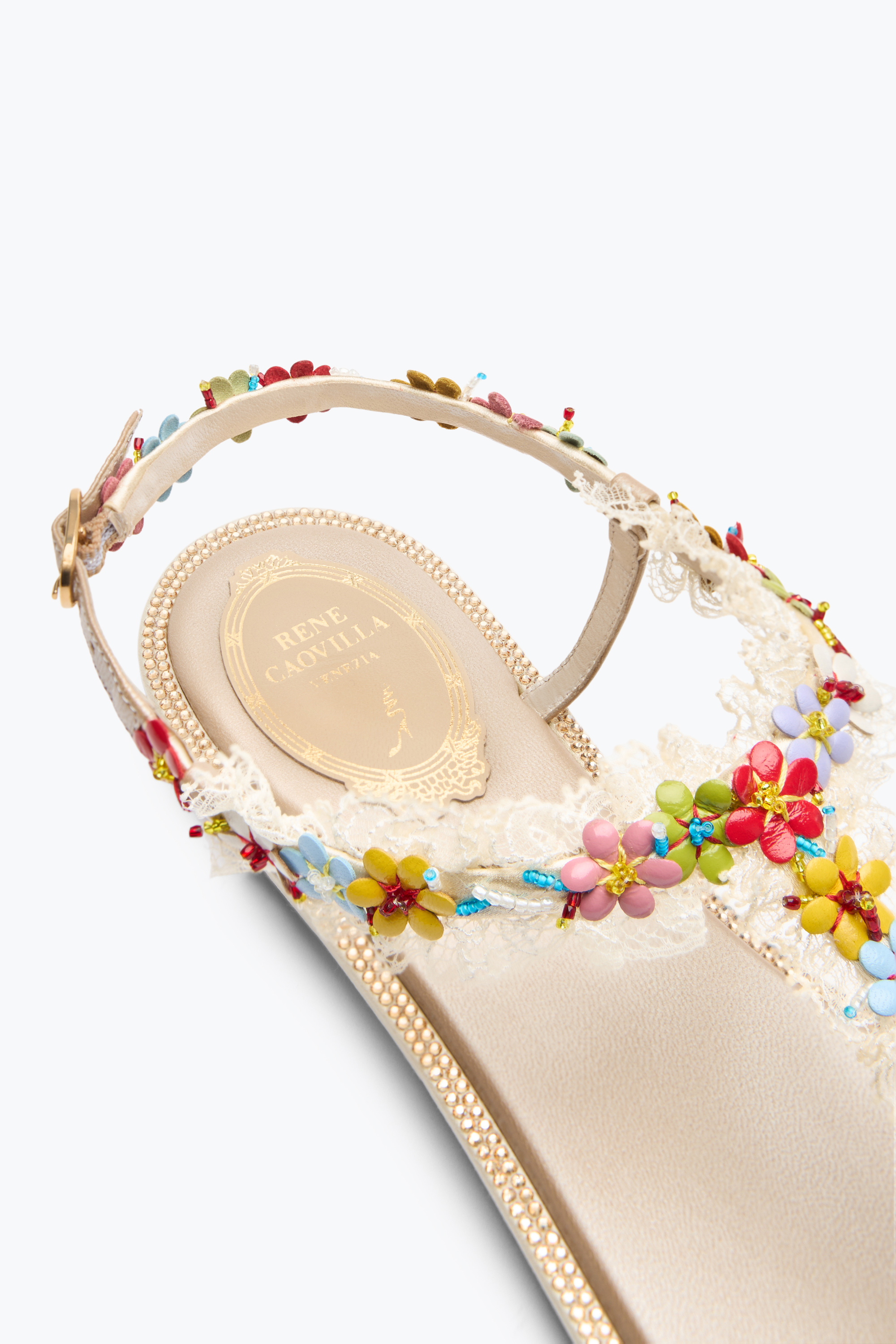 René Caovilla Bloom Nude Flat Sandal 10