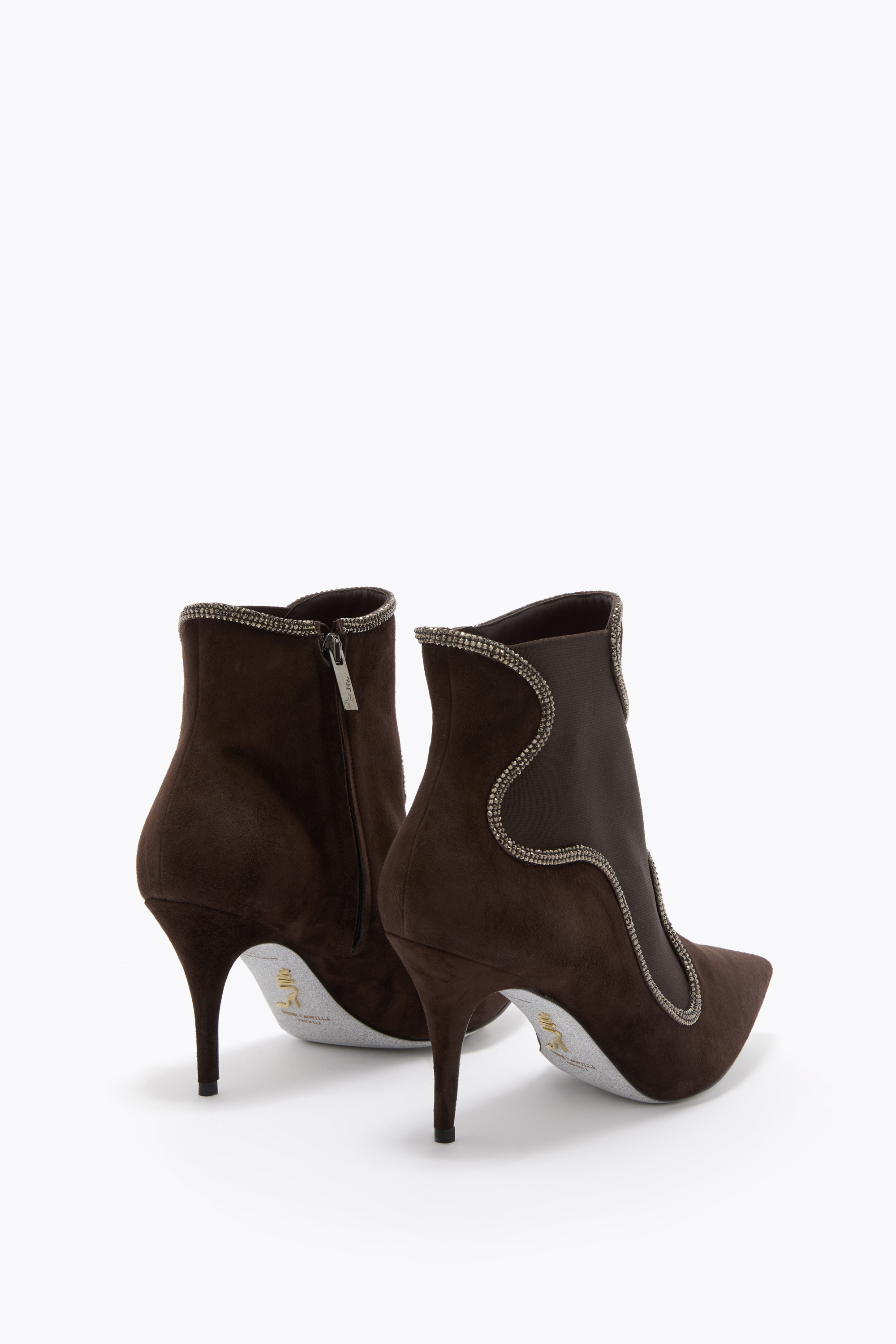 René Caovilla Onda Brown Ankle Boot 80 In Brown