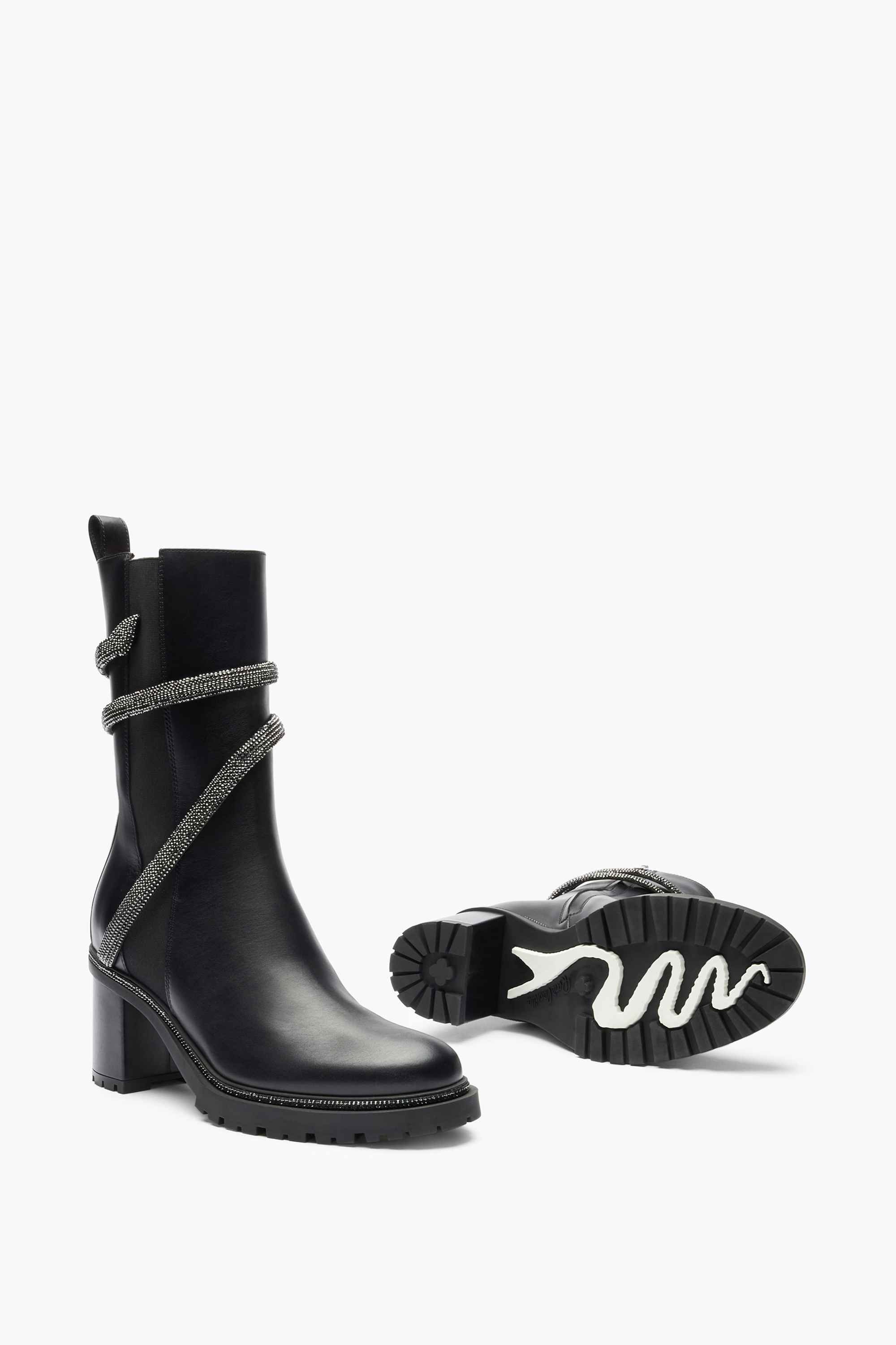 René Caovilla Cleo Crystal Black Bootie 60