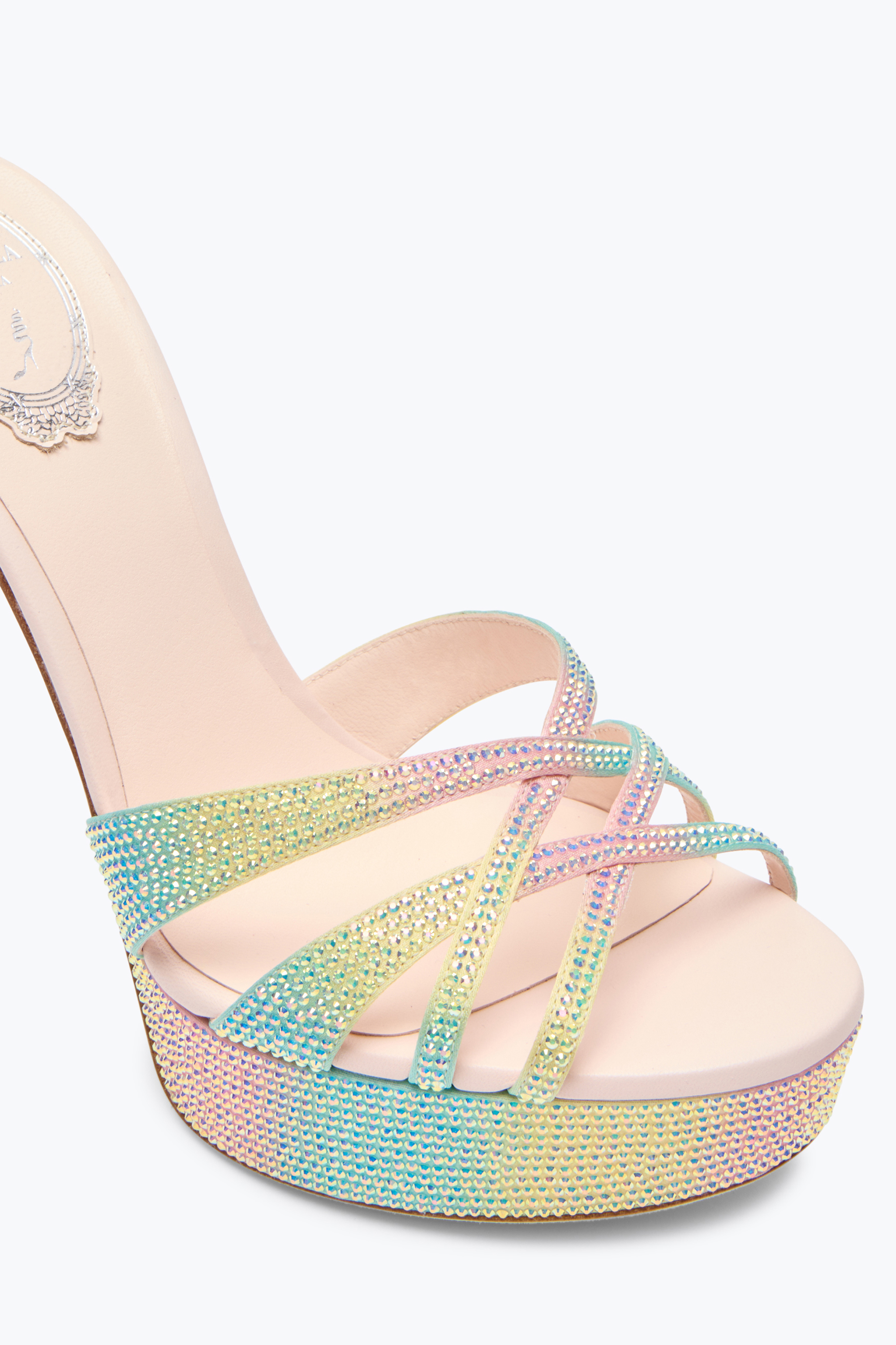 RENÉ CAOVILLA DANIA MULTICOLOR PLATFORM SLIDER SANDAL 130