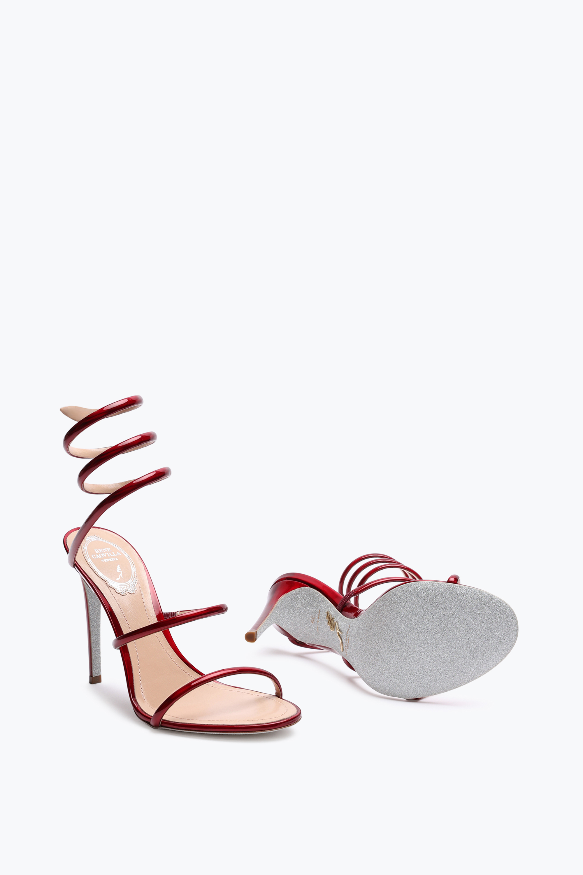 René Caovilla 105mm Metallic Leather Sandals