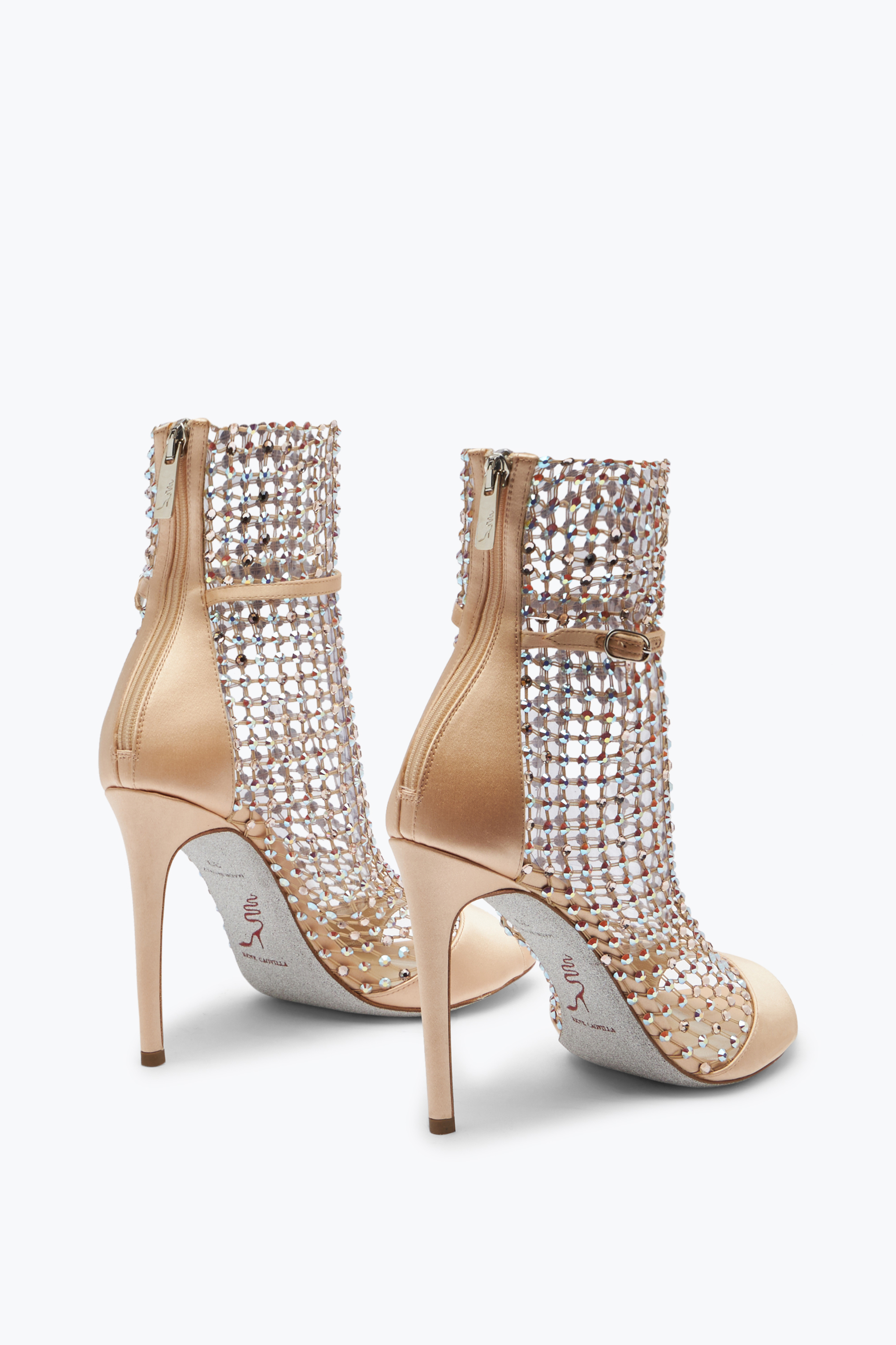 René Caovilla Galaxia 105 Crystal-embellished Ankle Mesh Sandals