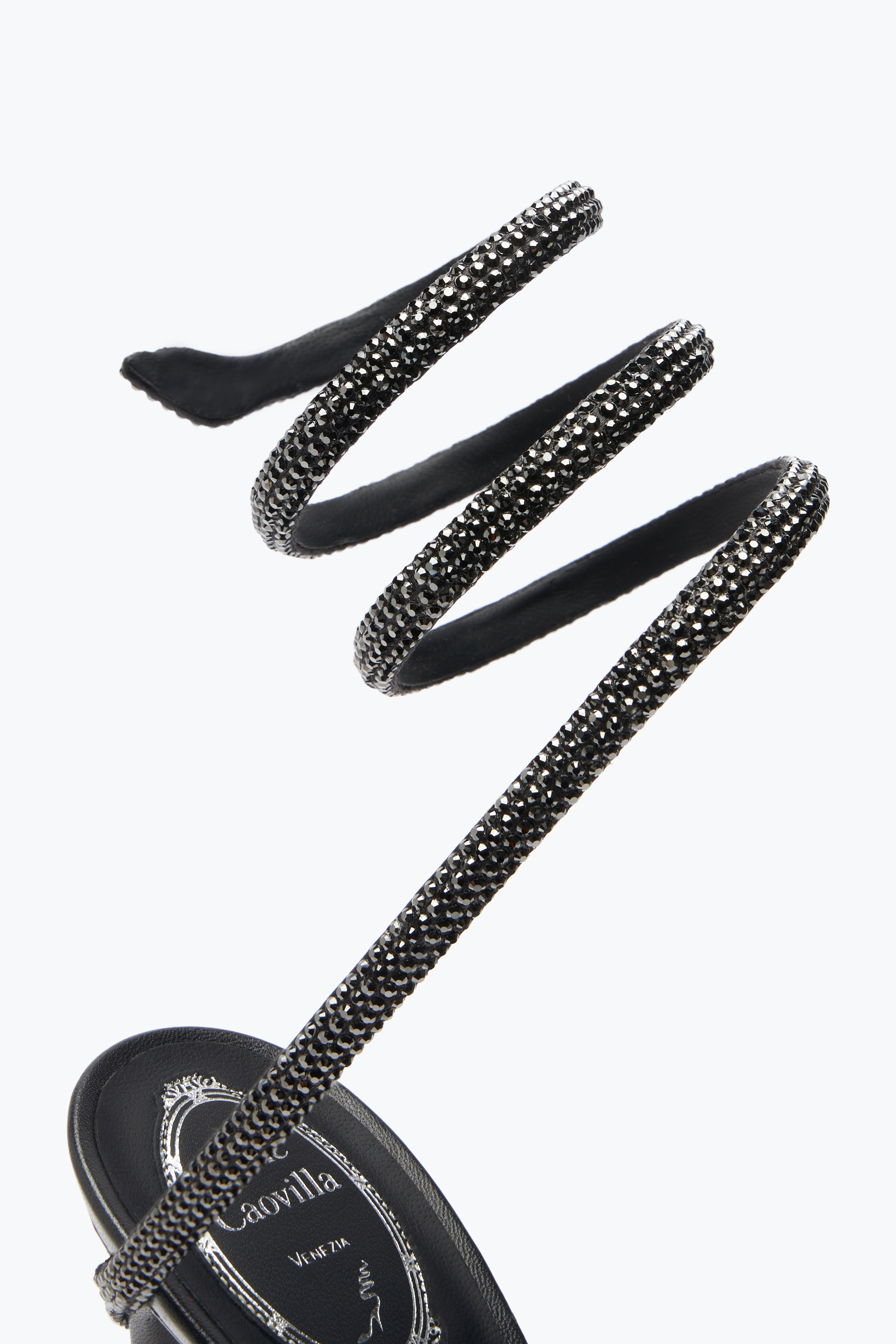 René Caovilla Margot Crystal Black Platform Sandal 120