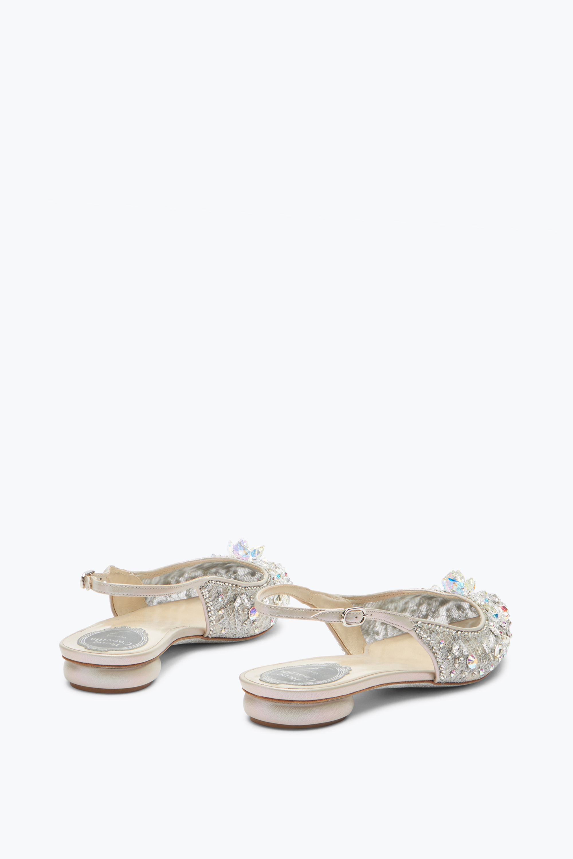 René Caovilla Grey Flat Slingbacks Cinderella