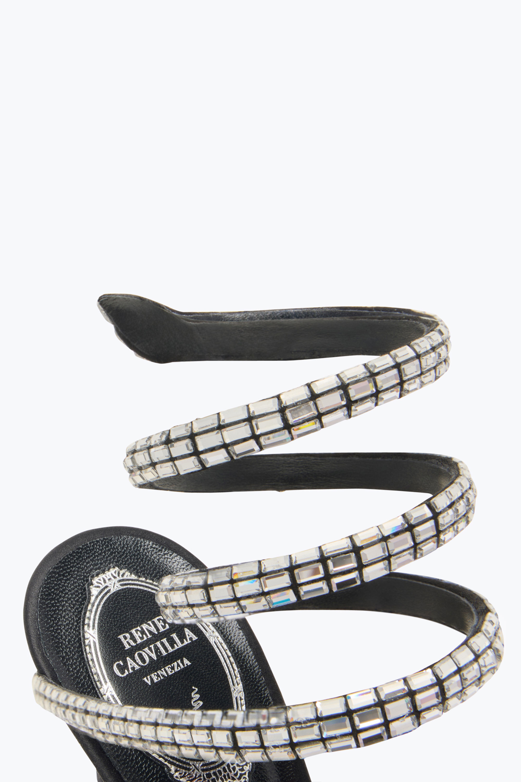 René Caovilla Cleo Black Sandal With Crystal Baguette 105