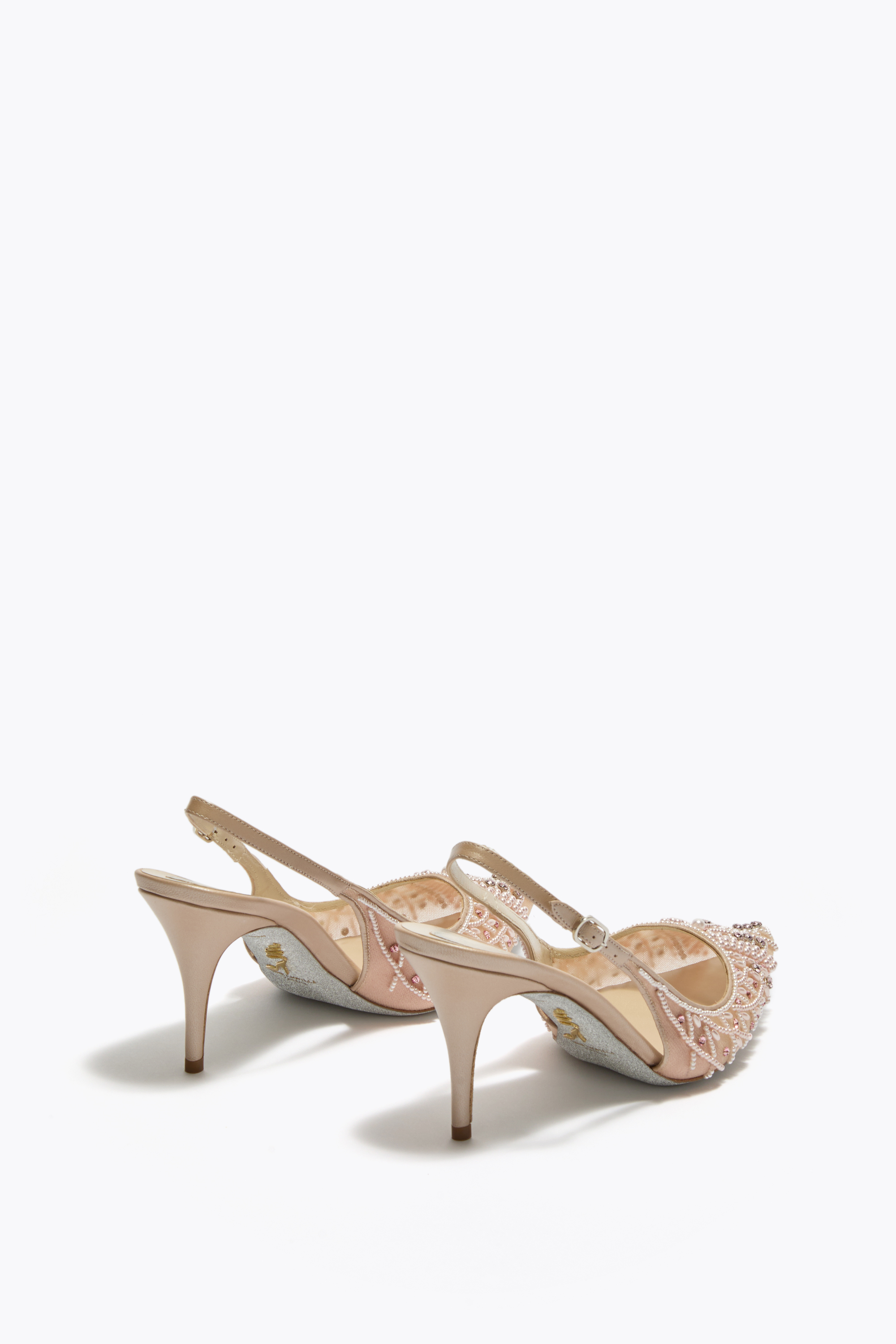 René Caovilla Lovely Powder Pink Slingback 80 In Pink