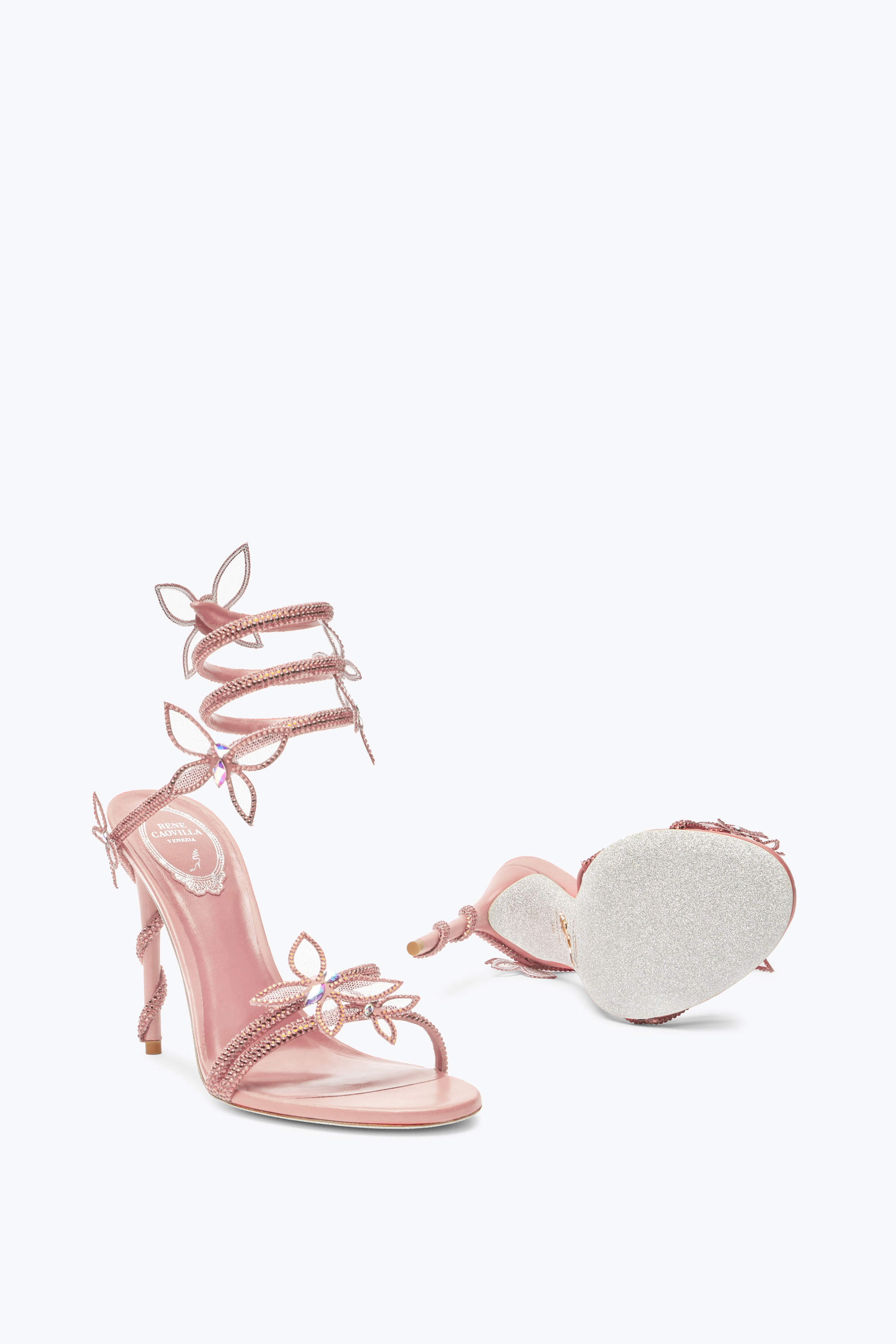 René Caovilla Margot Pink Powder Butterfly Sandal 105