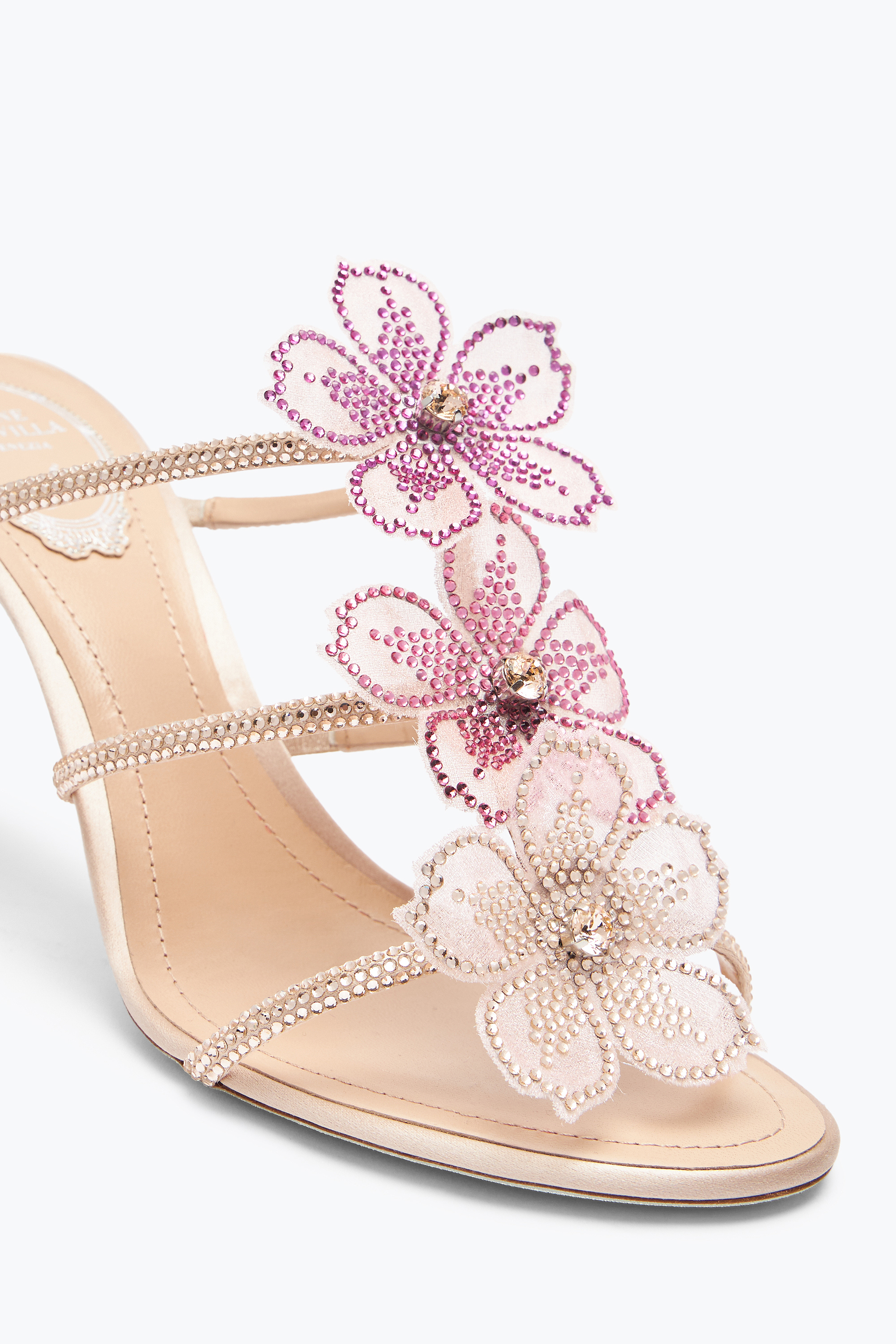 René Caovilla Peach Flower Pink Mule 80