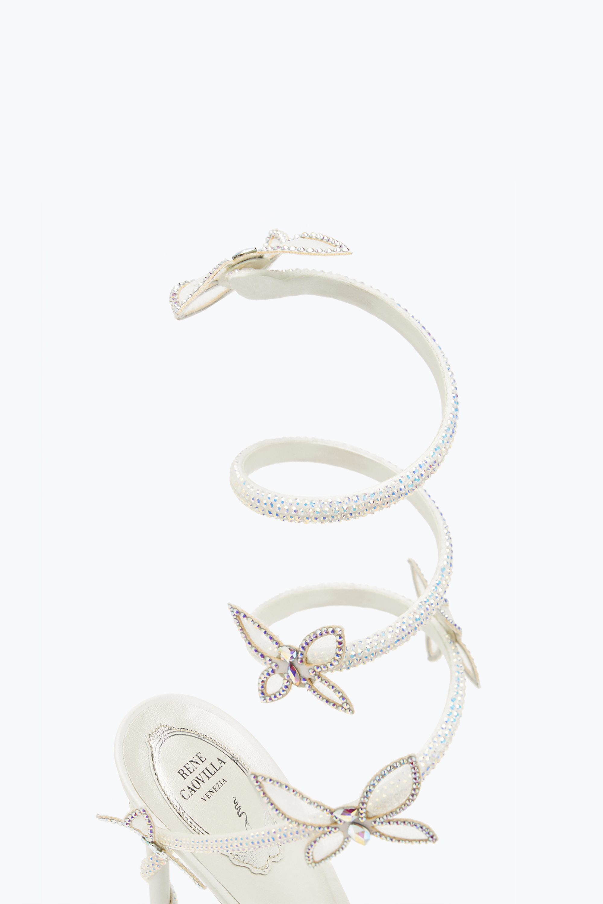 René Caovilla Margot Crystal White Sandal 105