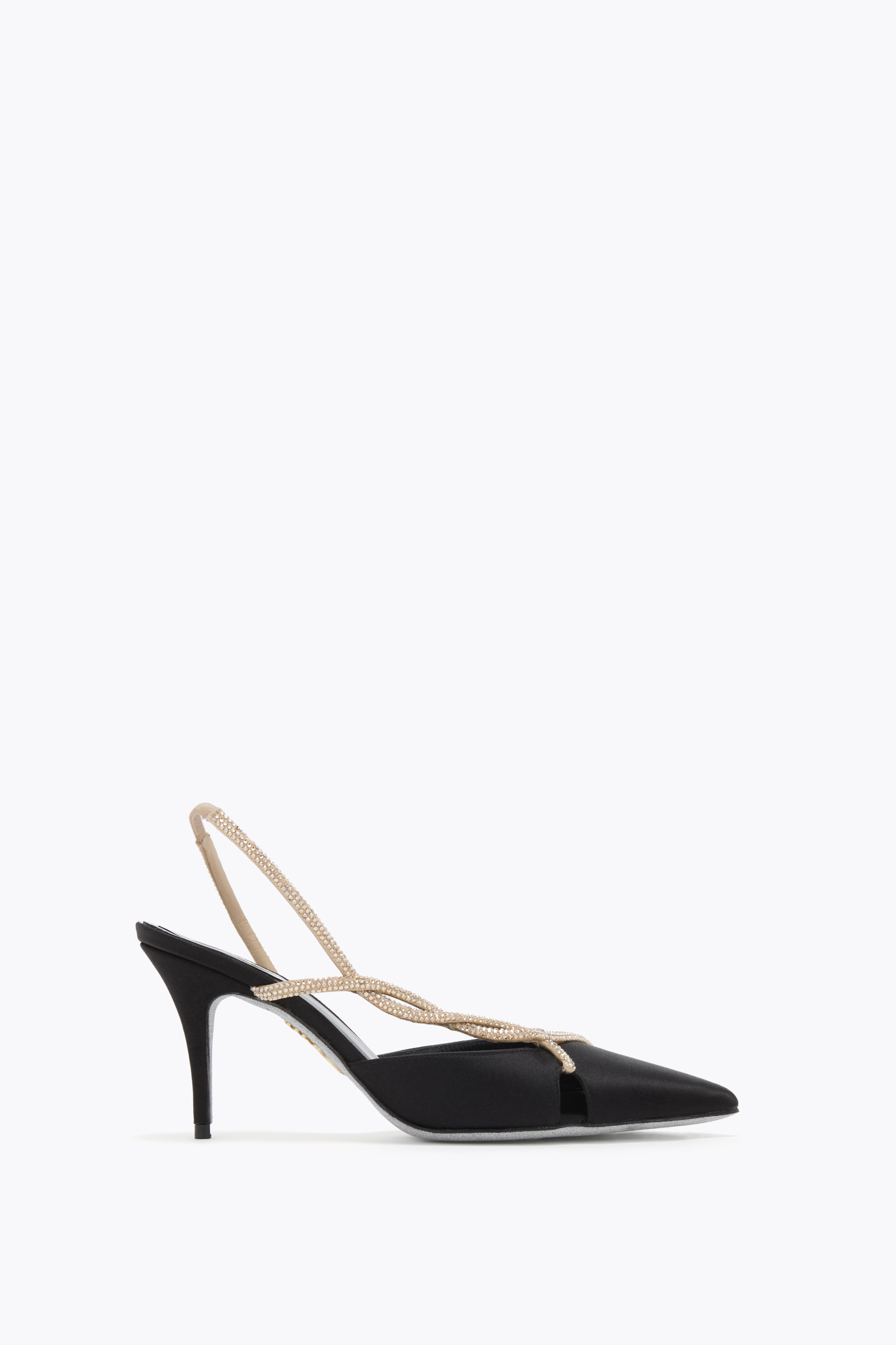René Caovilla Braid Black And Gold Slingback 80