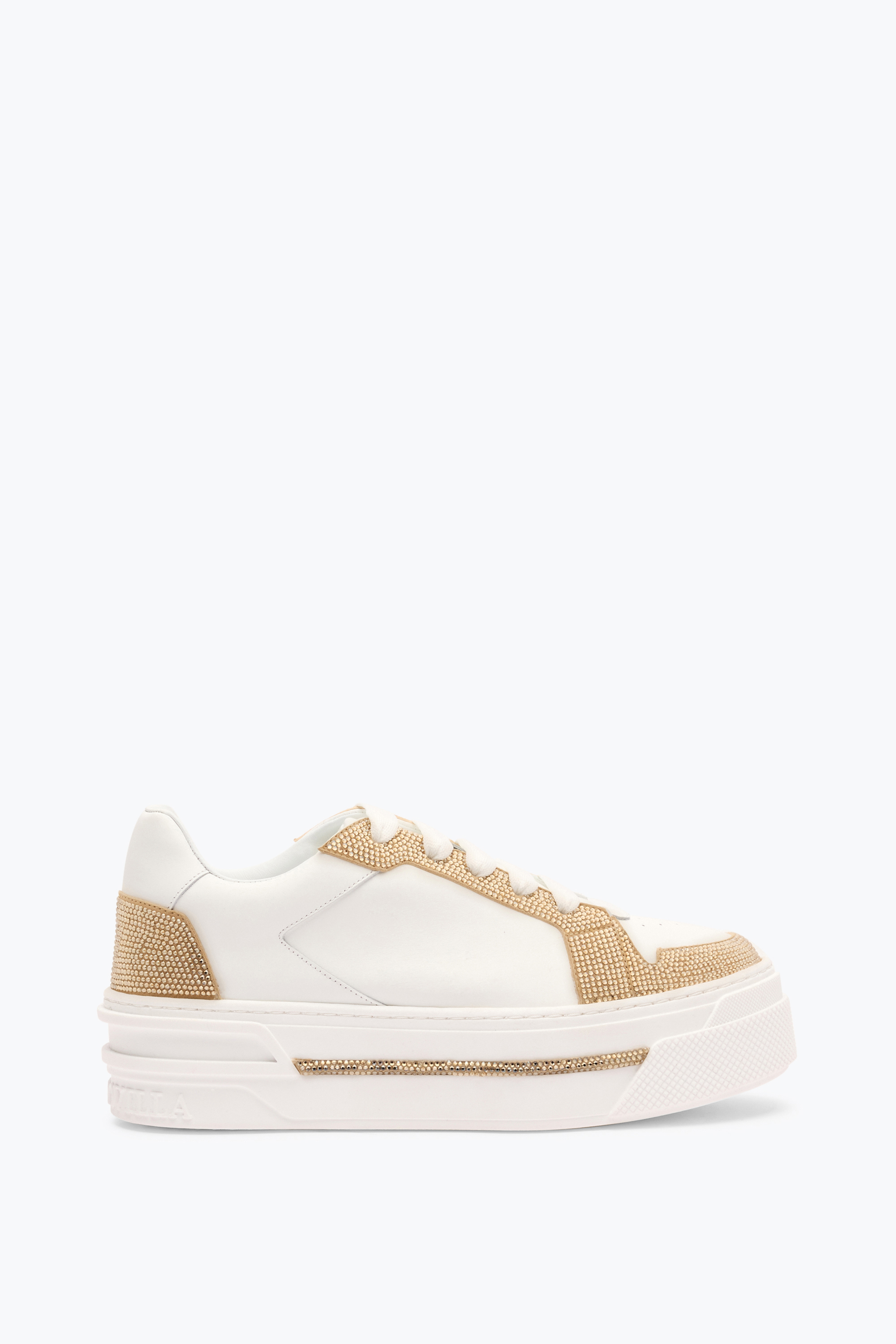 René Caovilla Xtra White-gold Sneaker With Crystals 50