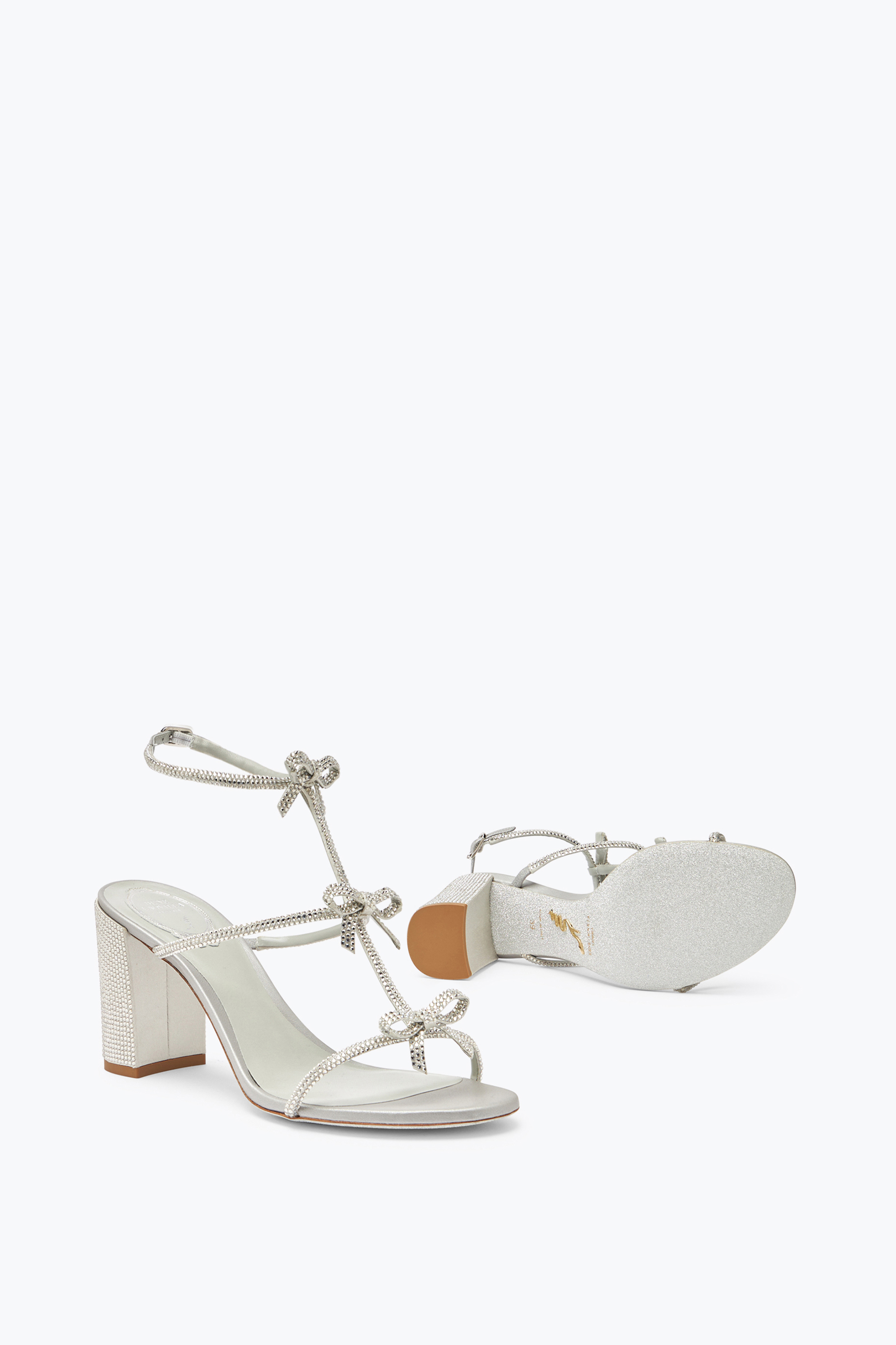 René Caovilla Caterina Silver Sandal With Crystals 80