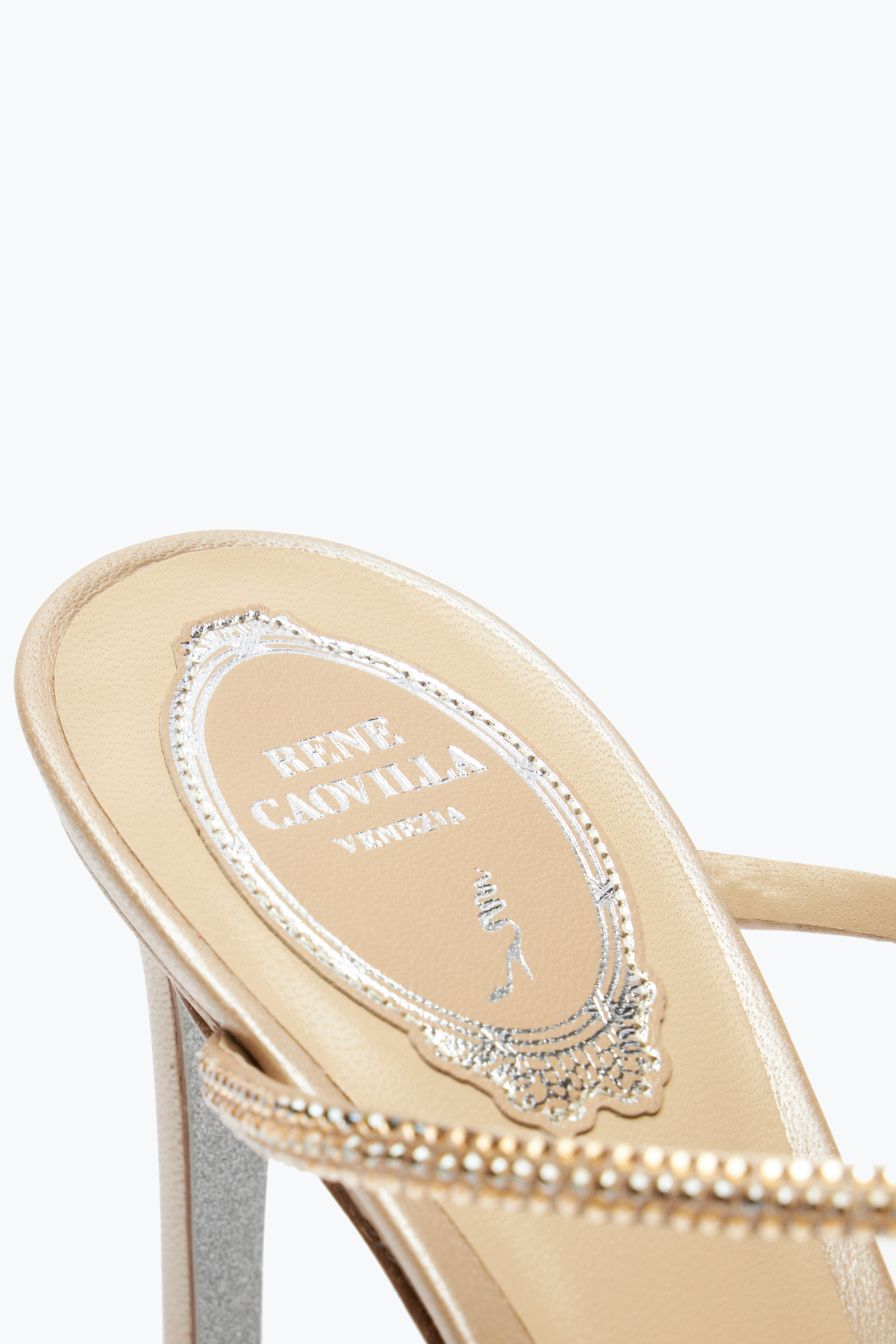 René Caovilla Caterina Champagne Slider Sandal 80