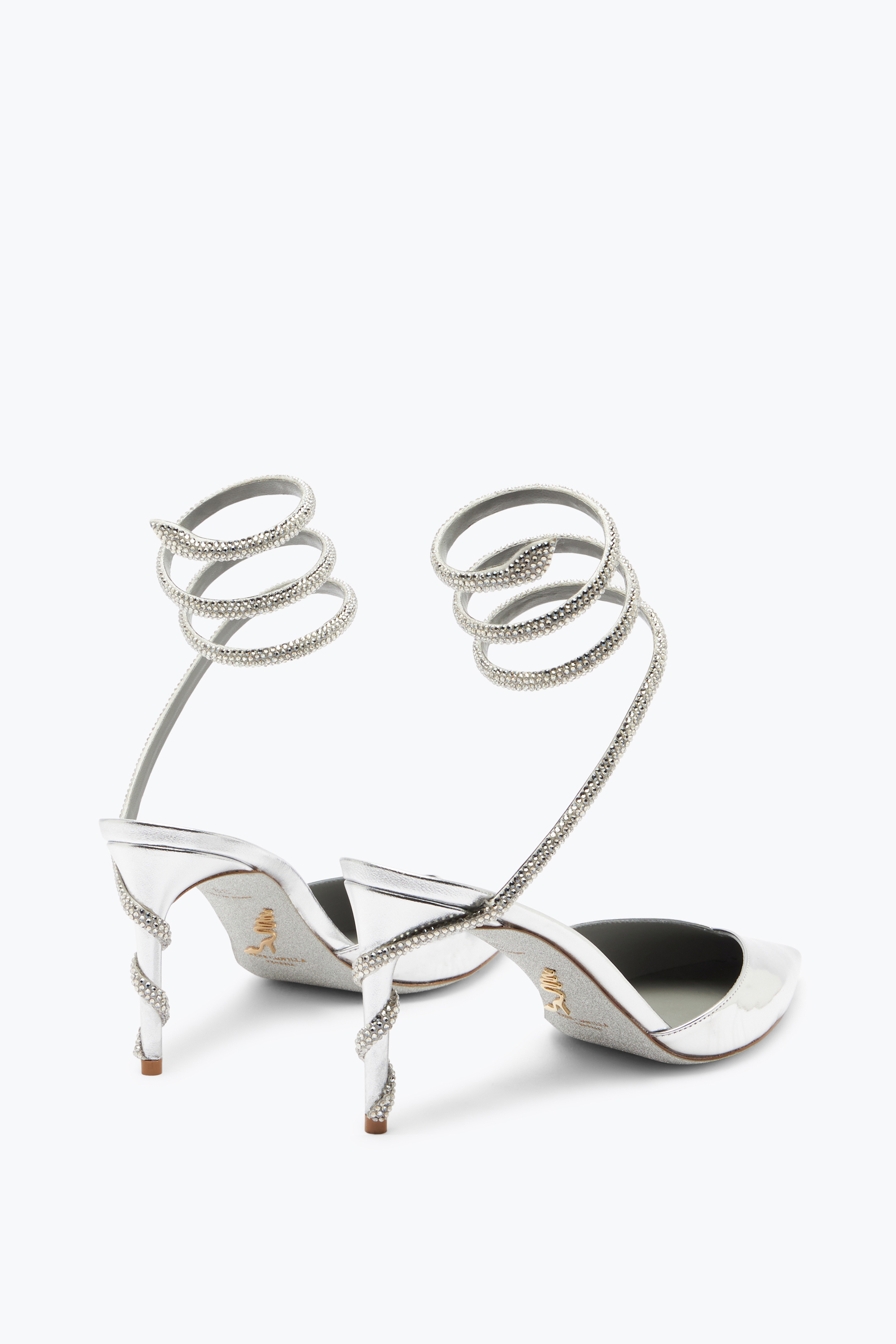 René Caovilla Margot Silver Pump 80