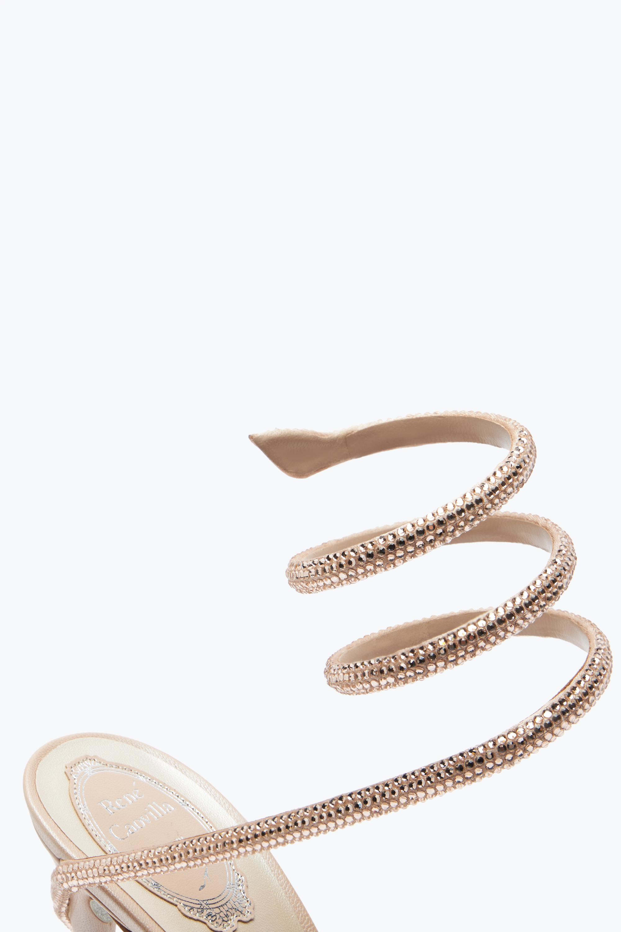 René Caovilla Margot Crystal Beige Platform Sandal 130