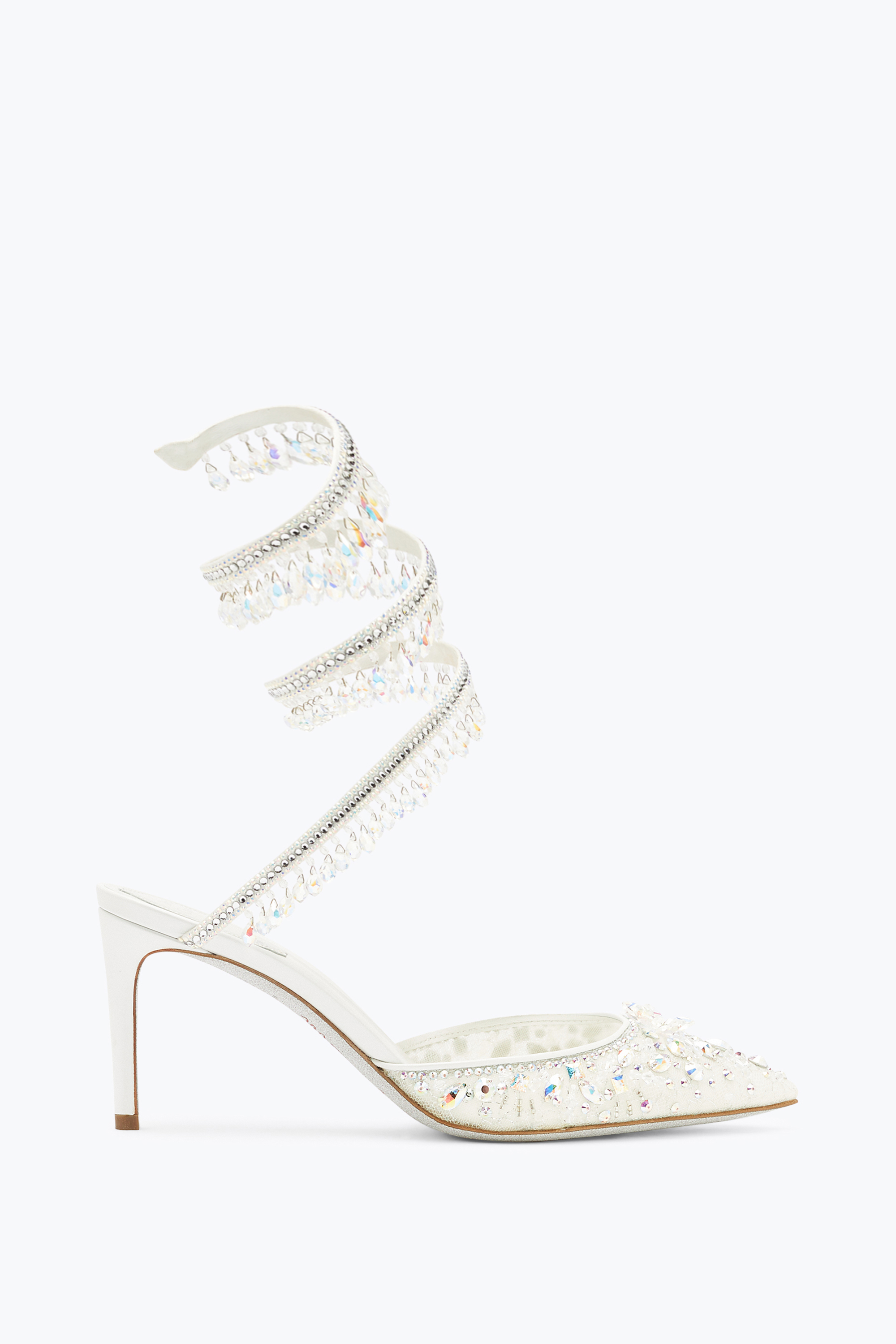 René Caovilla White Jewel Chandelier Pumps