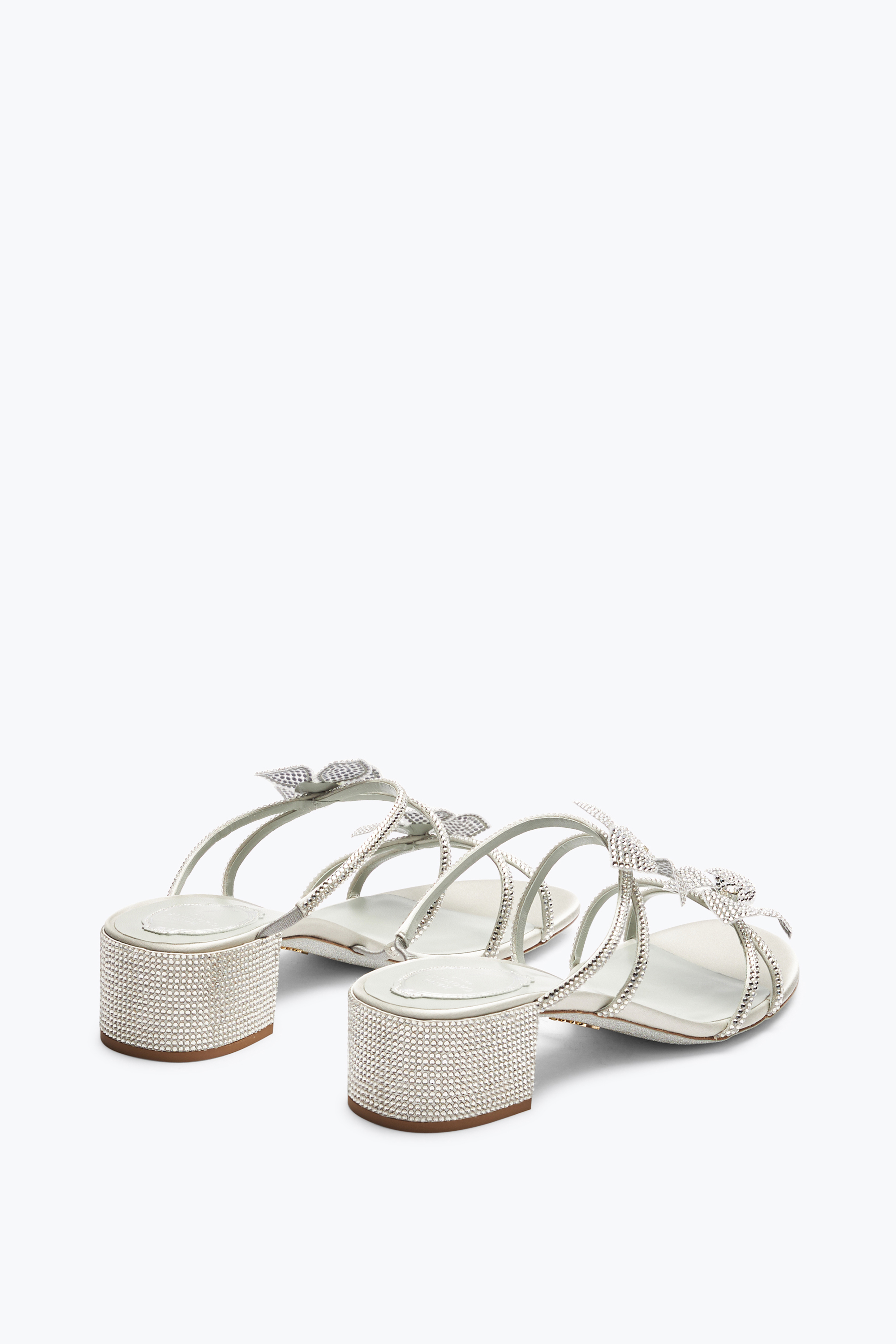 René Caovilla Cleo Silver Slider Sandal With Flowers 40