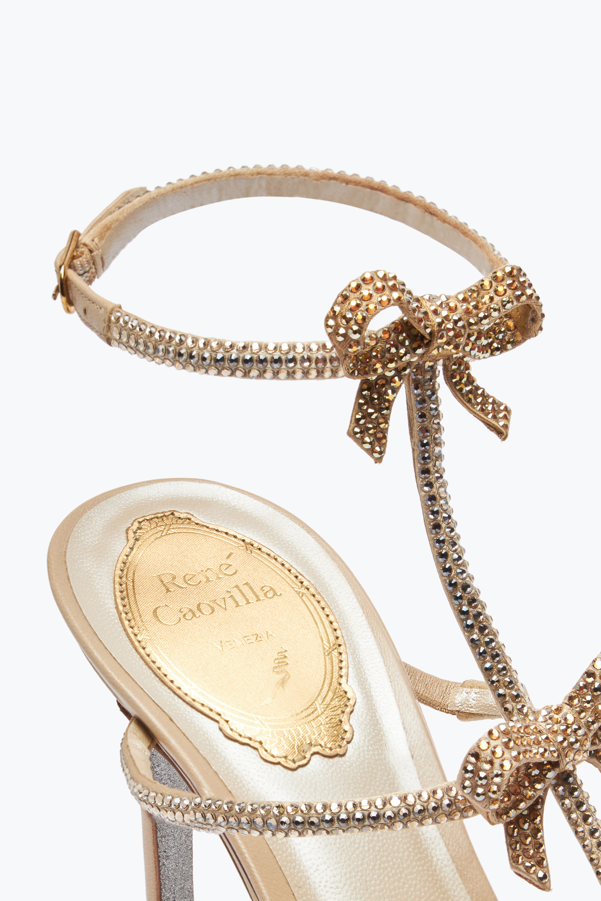 René Caovilla Caterina Gold Sandal 80