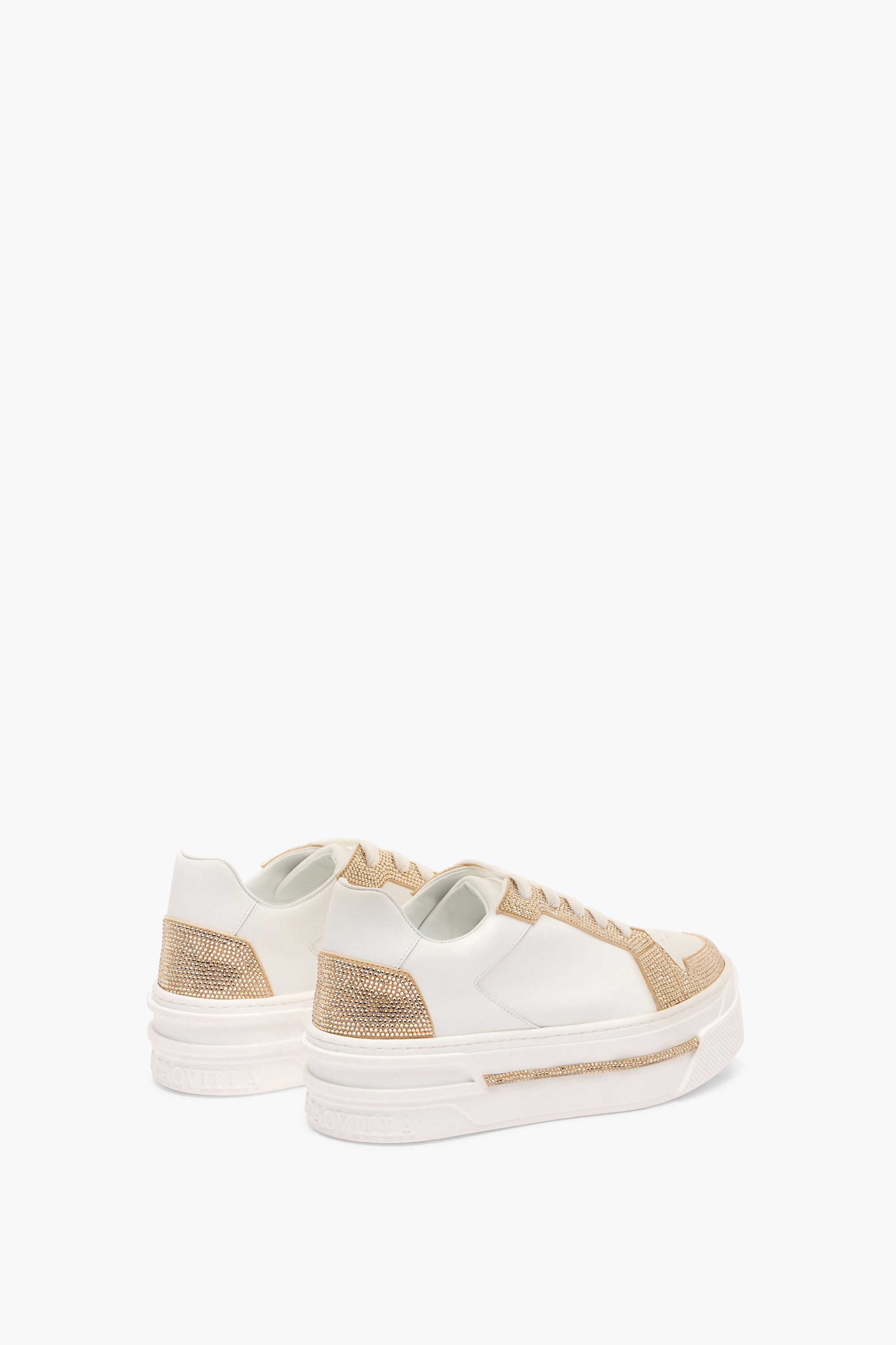 René Caovilla Xtra White-gold Sneaker With Crystals 50