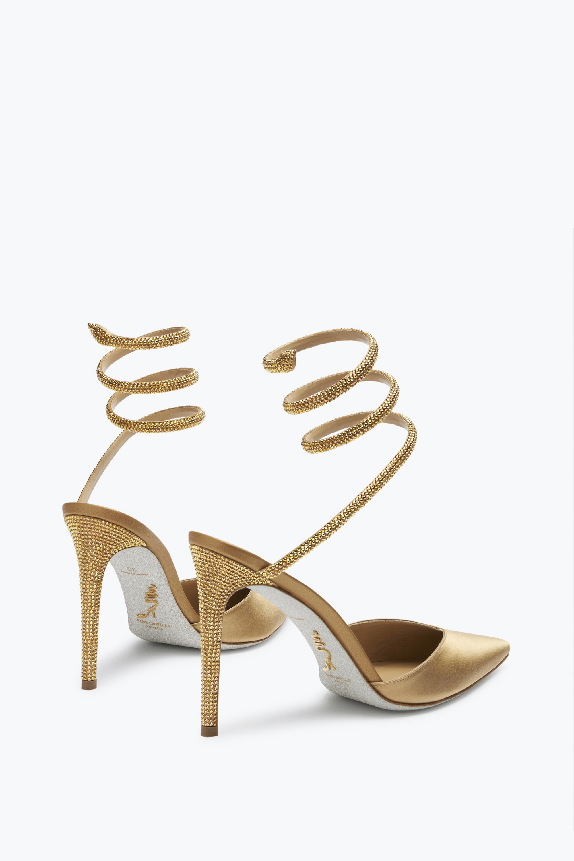 René Caovilla Cleo Crystal Champagne Open-back Pump 105