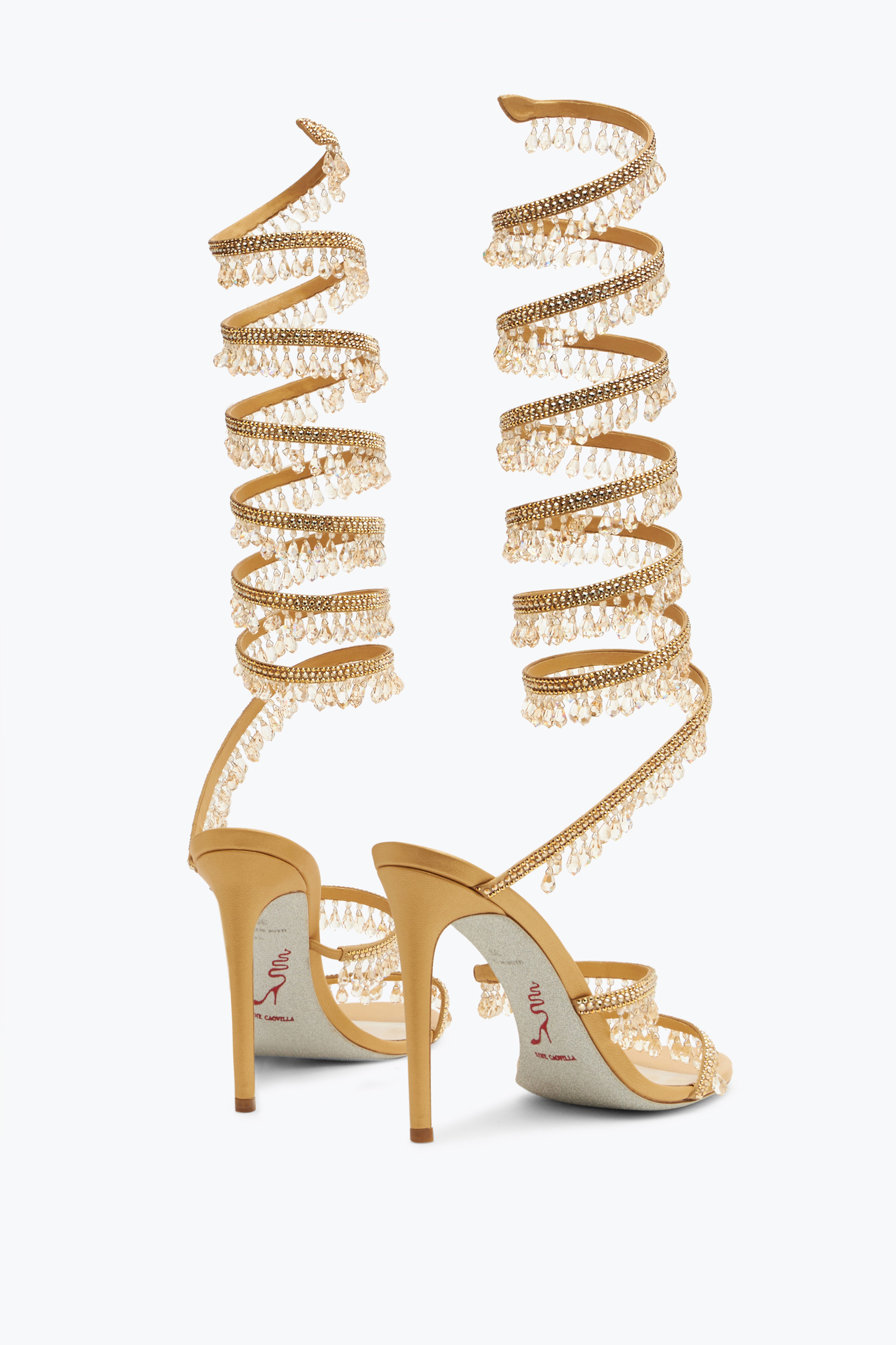 René Caovilla Chandelier Crystals Honey Sandal 105