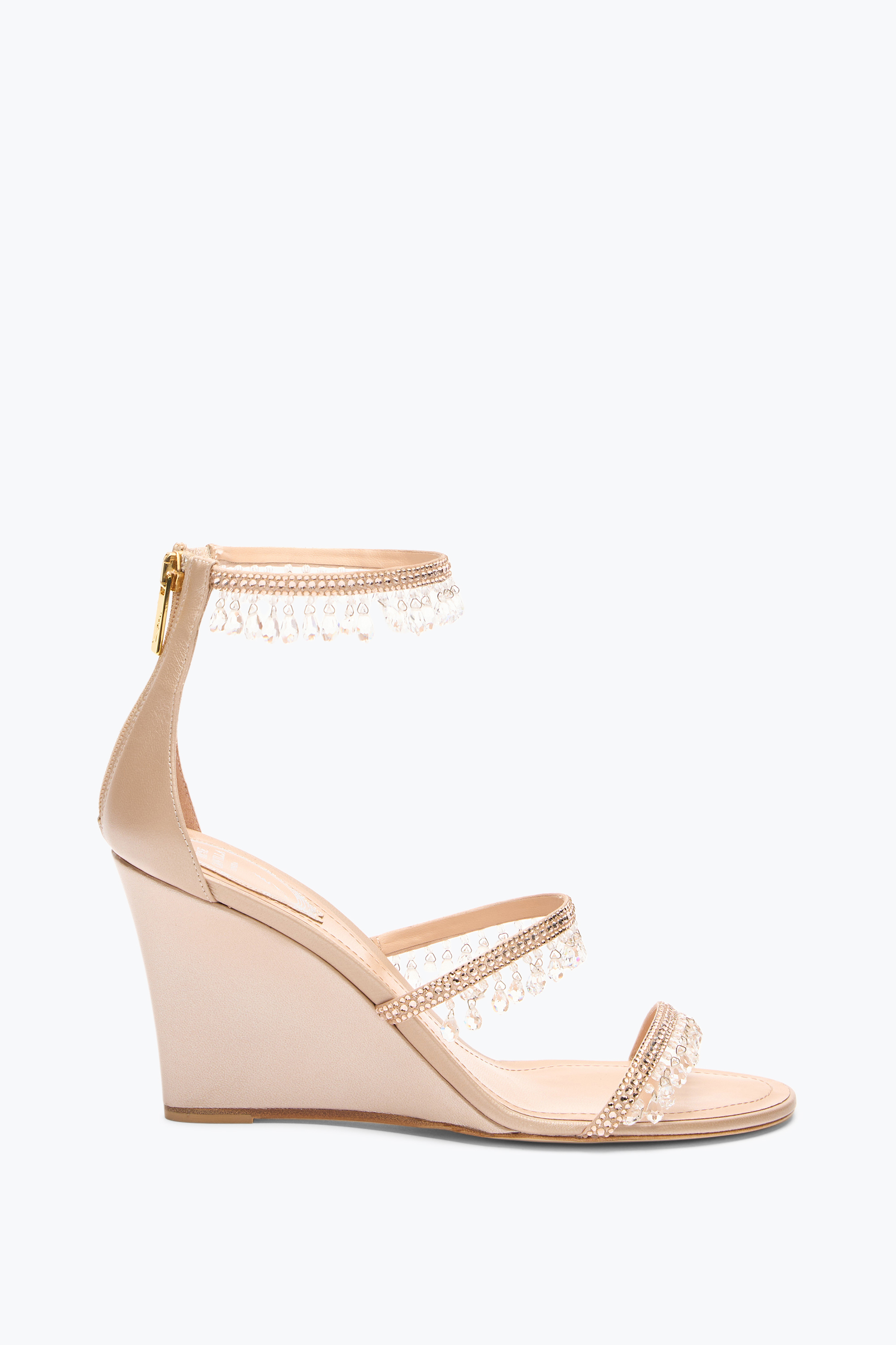 René Caovilla Chandelier Powder Pink Wedge Sandal 80