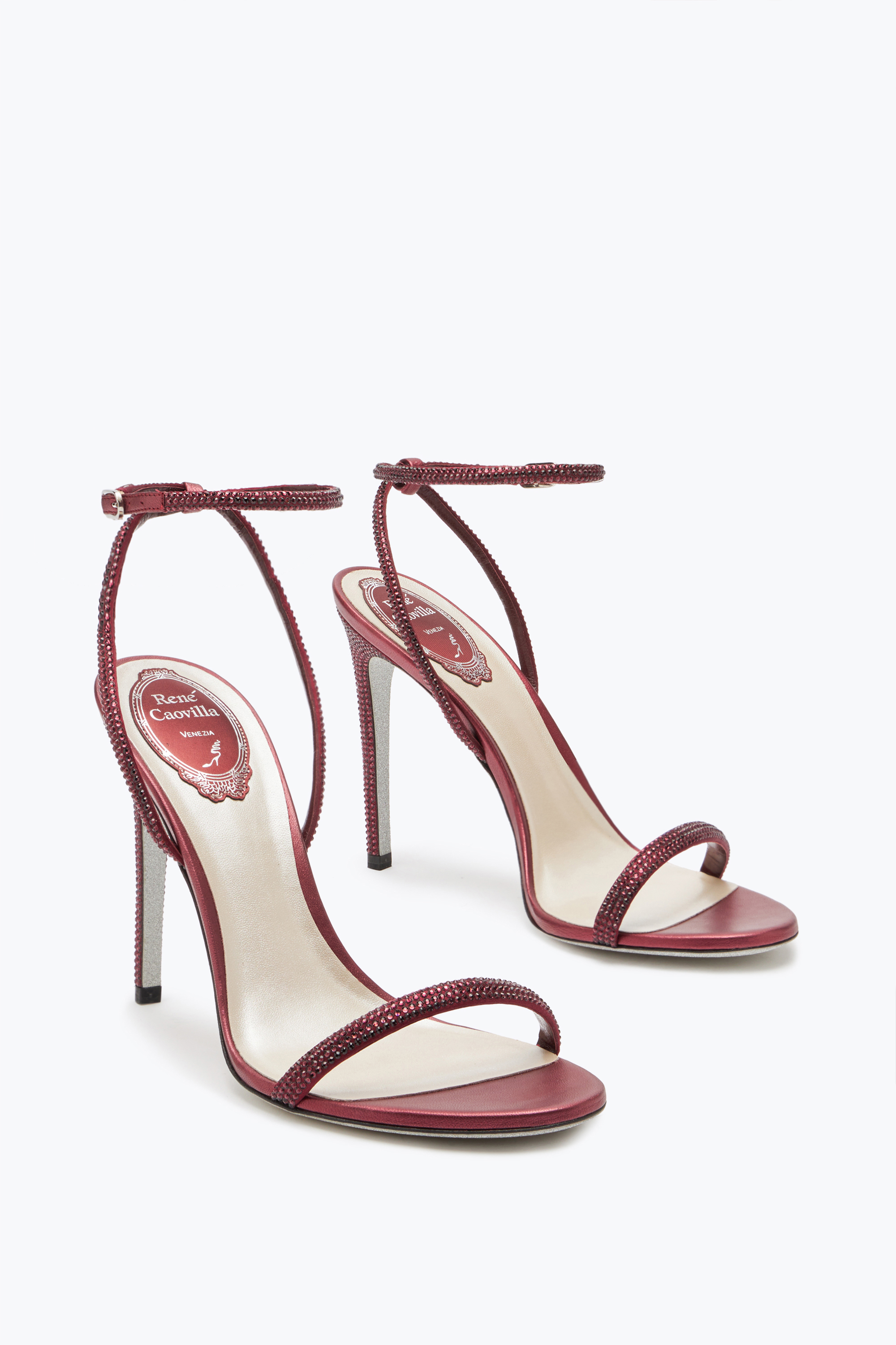 René Caovilla Ellabrita Crystal Wine Red Sandal 105