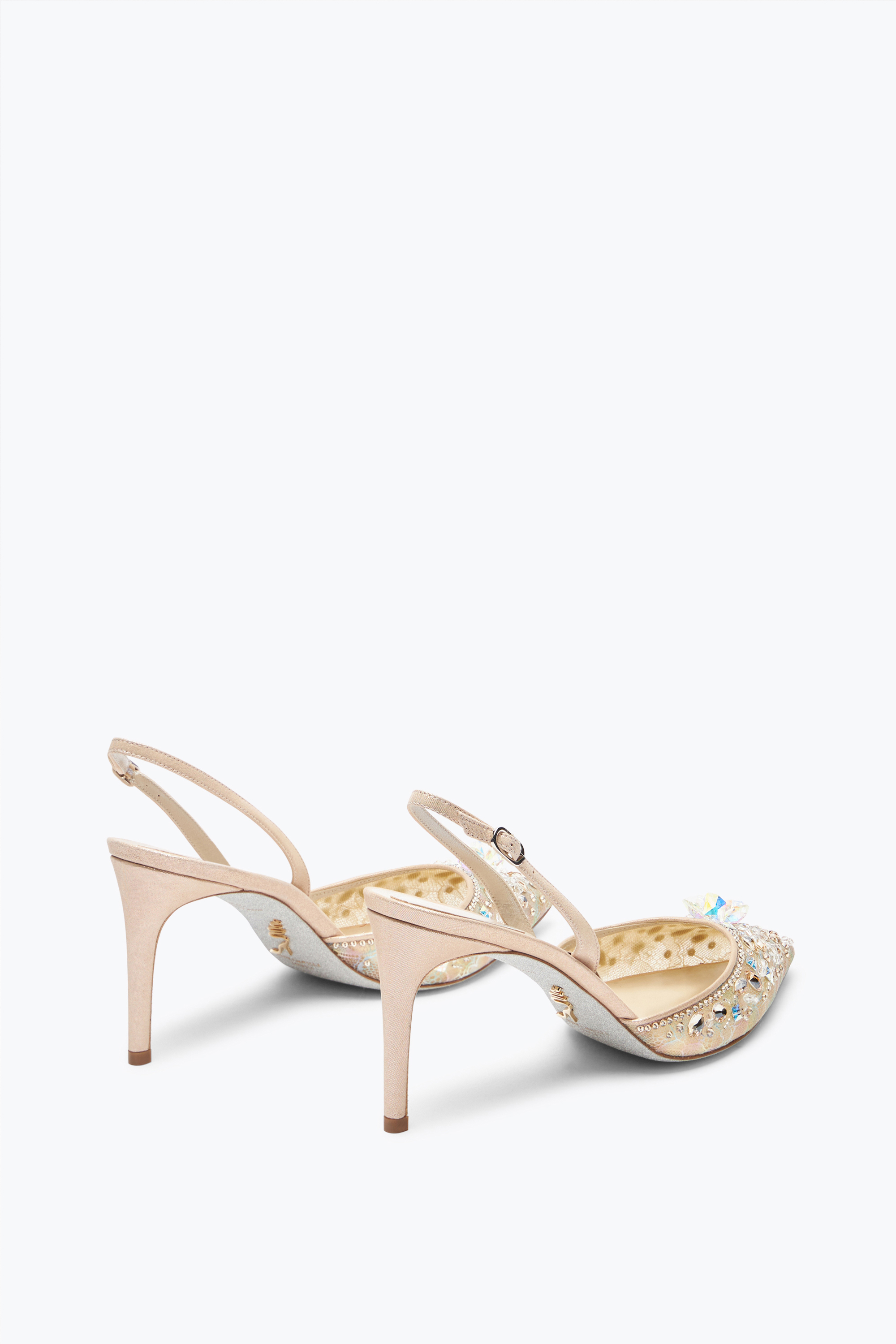 René Caovilla Cinderella Honey Slingback With Crystals 80
